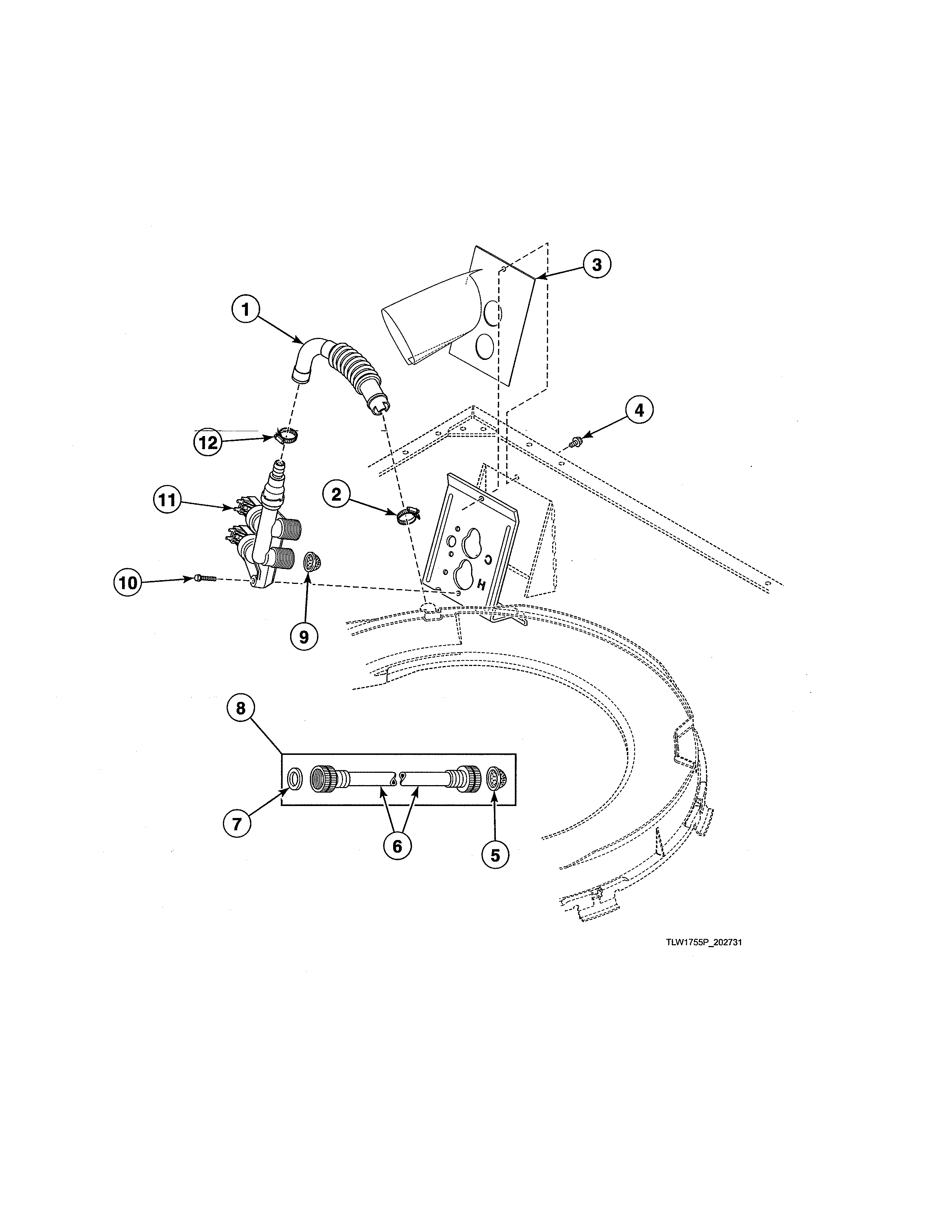 FILL HOSE/MIXING VALVE TO TUB COVER HOSE