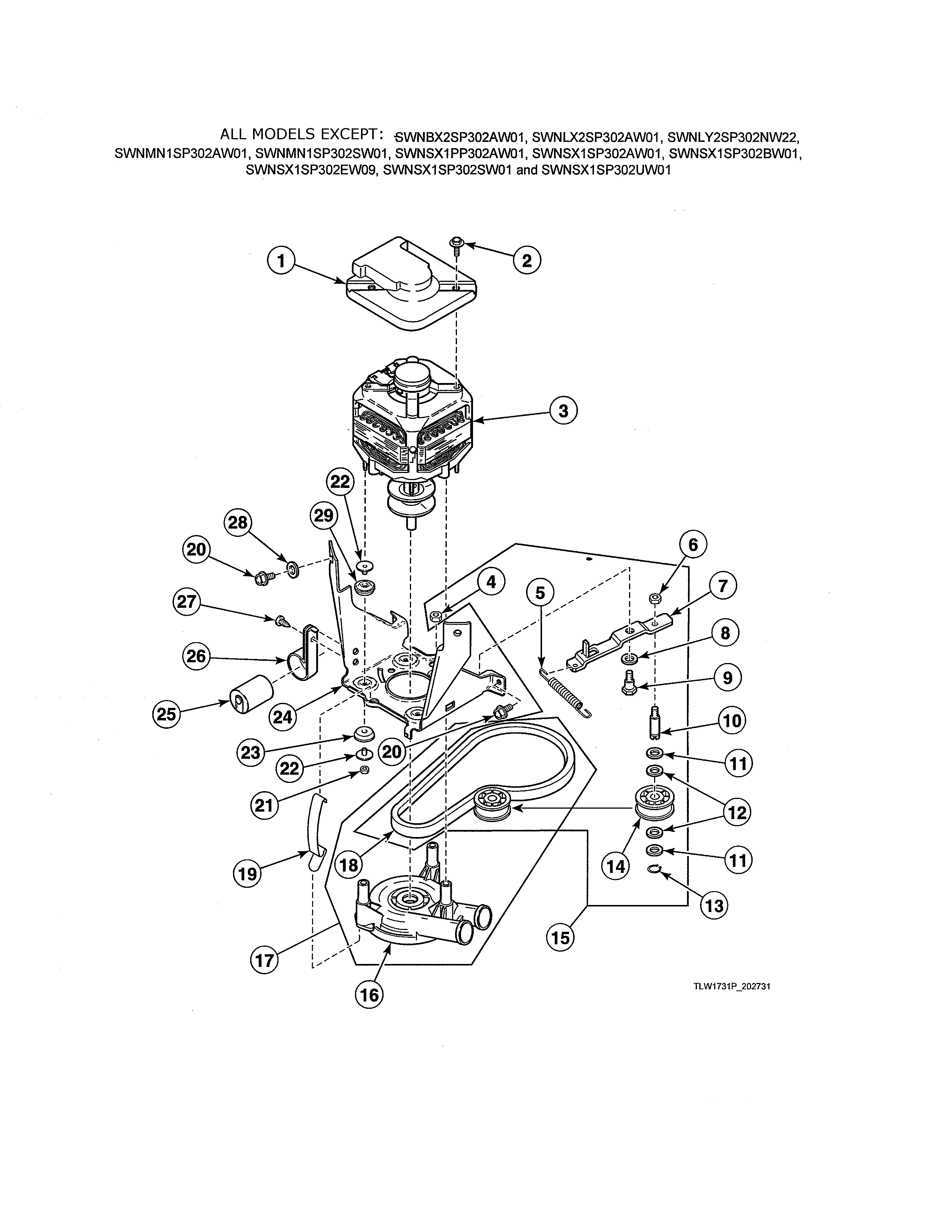 MOTOR/BELT/PUMP/IDLER