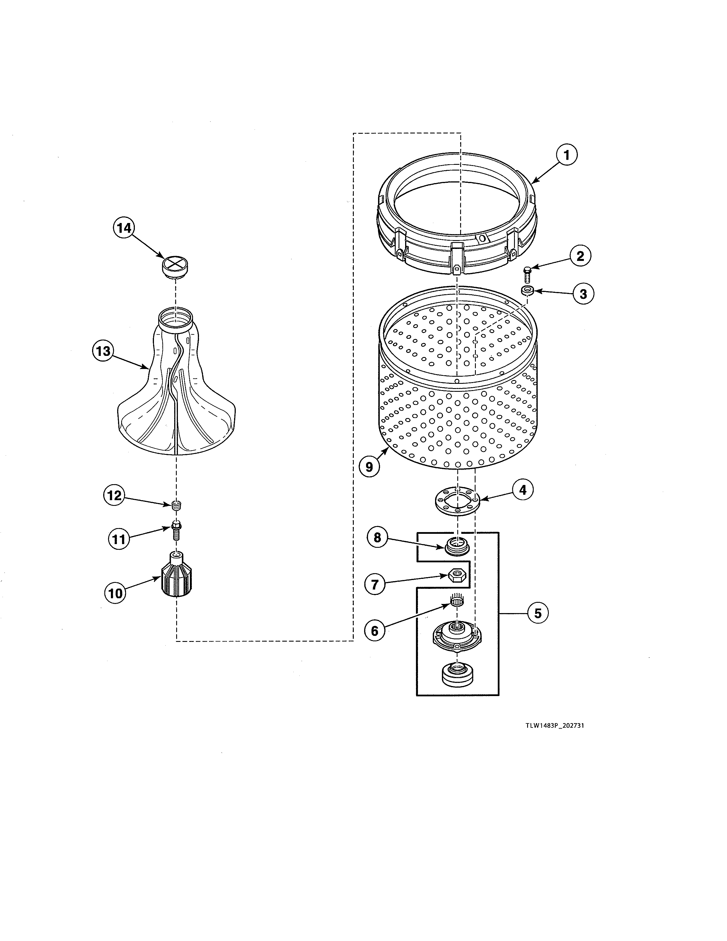 AGITATOR/DRIVE BELL/HUB/WASHTUB