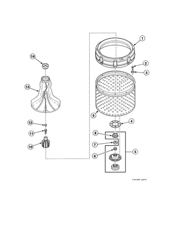 Agitator/drive bell/hub/washtub