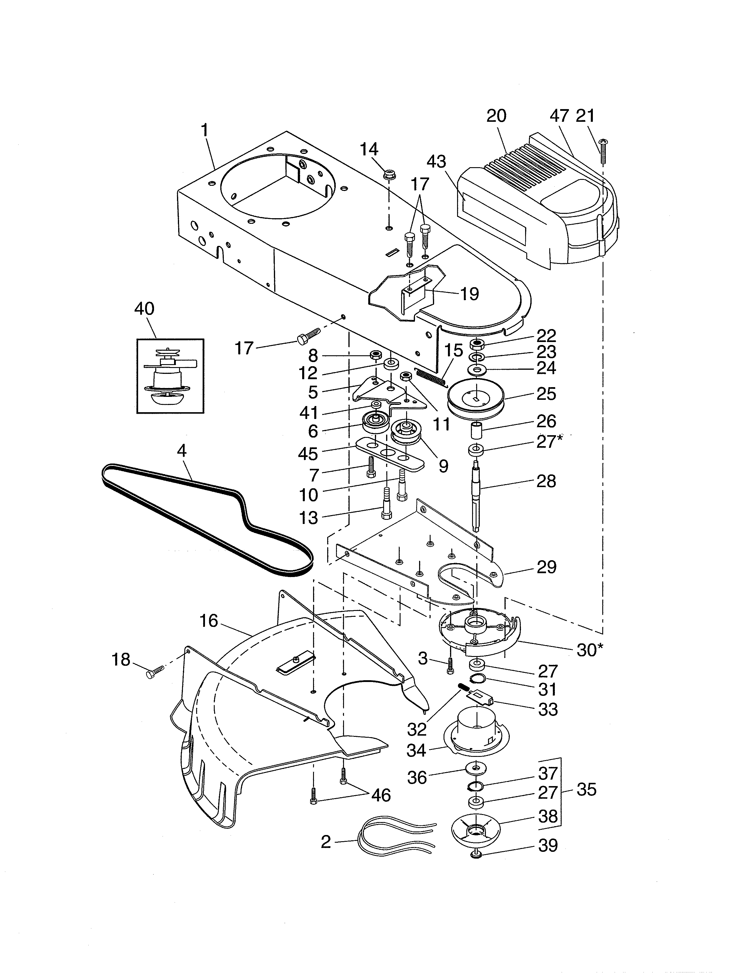 CHASSIS/DEFLECTOR/SPINDLE