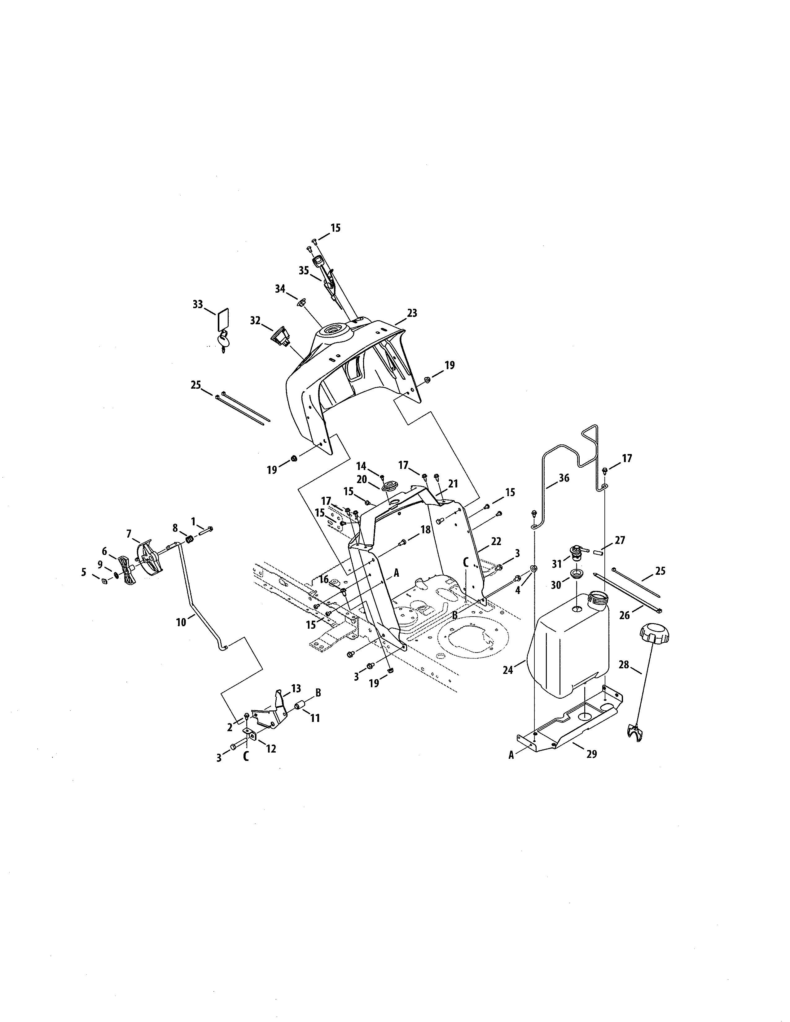 Fuel tank/upper dash panel