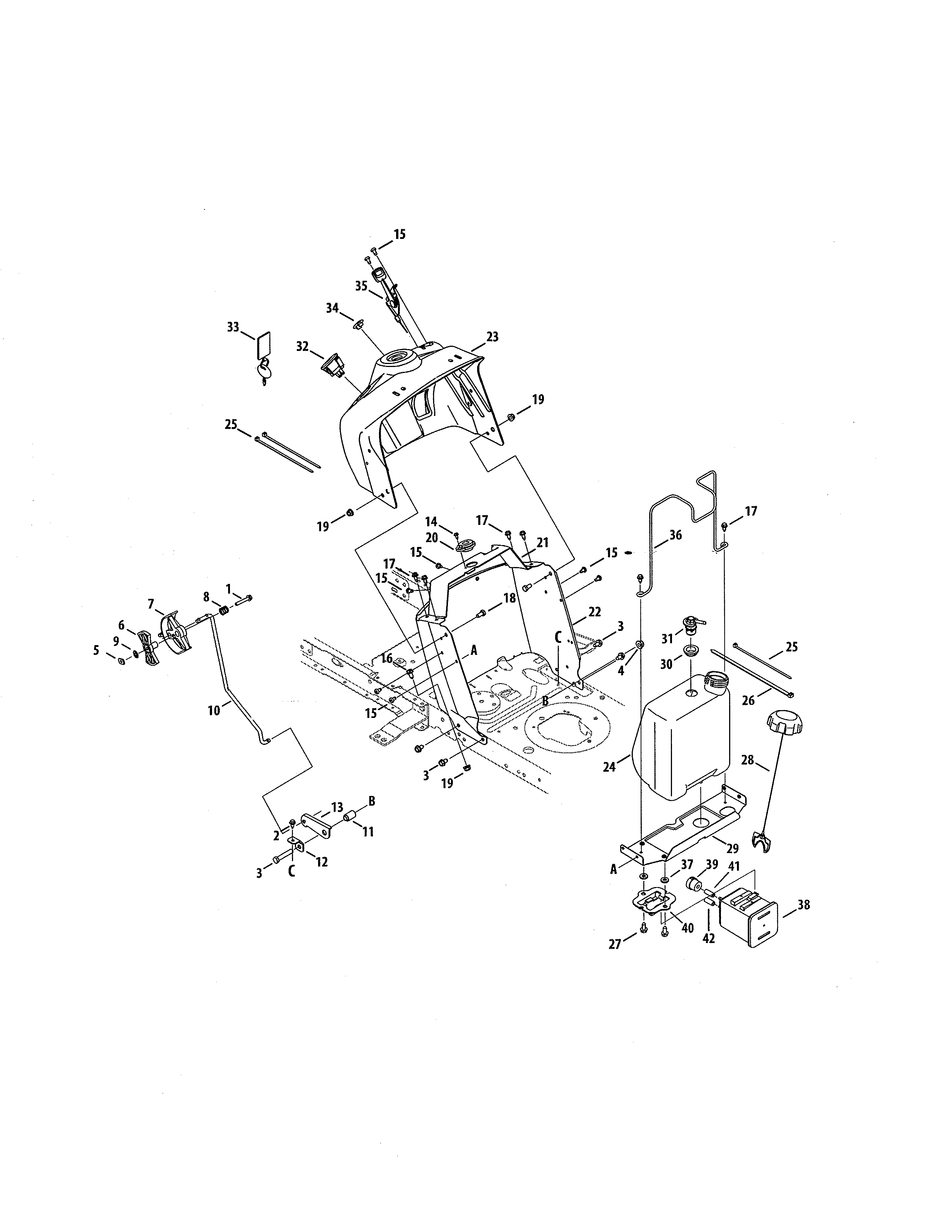 Fuel tank/upper dash