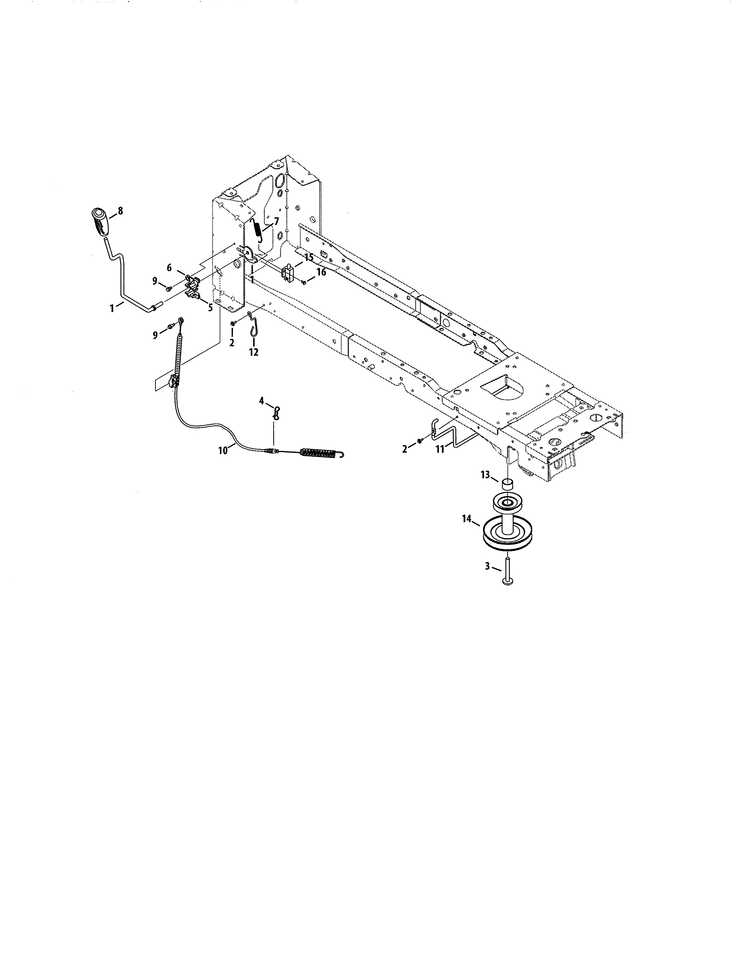 Pto handle/engine pulley