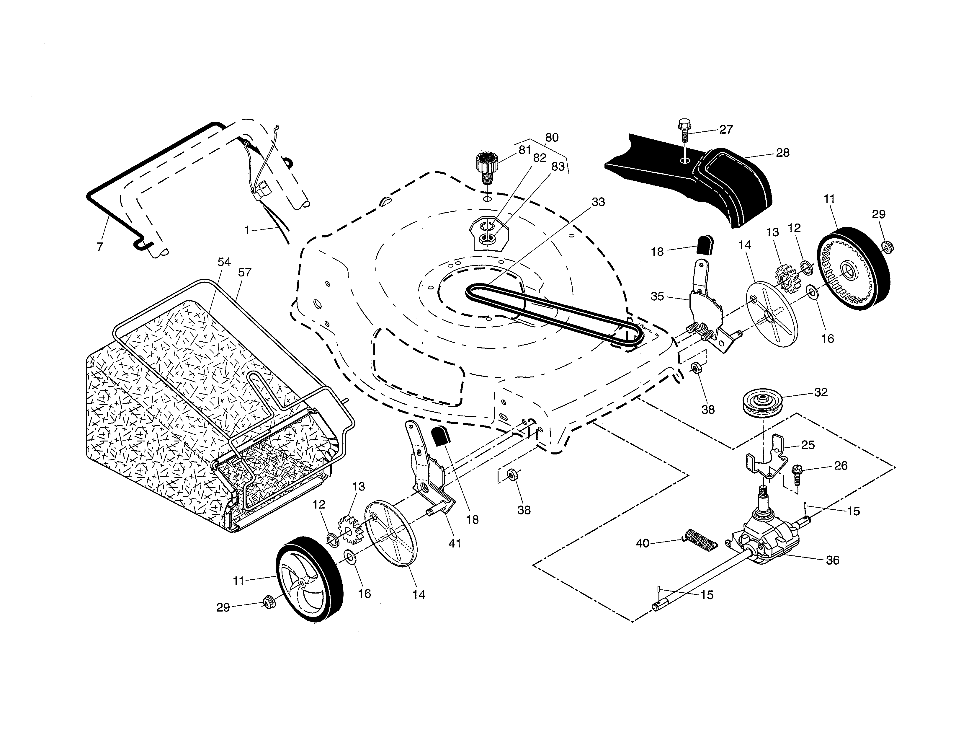 Drive control/gear case/wheels