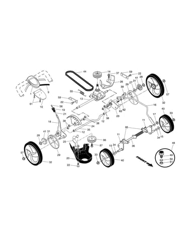 Drive control/gear case/wheels
