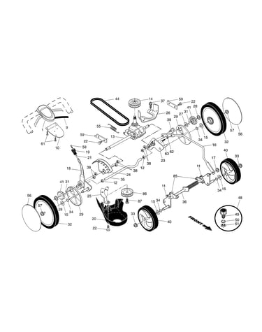 Drive control/gear case/wheels
