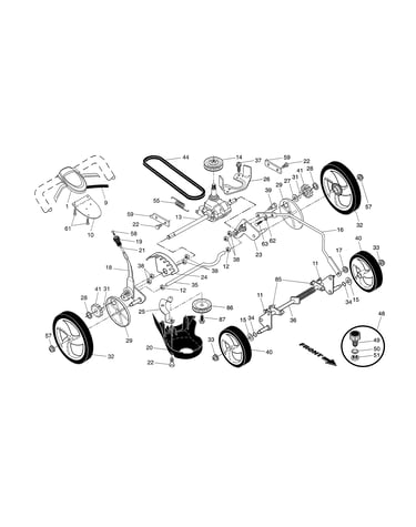 Drive control/gear case/wheels