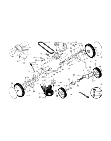 Drive control/gear case/wheels