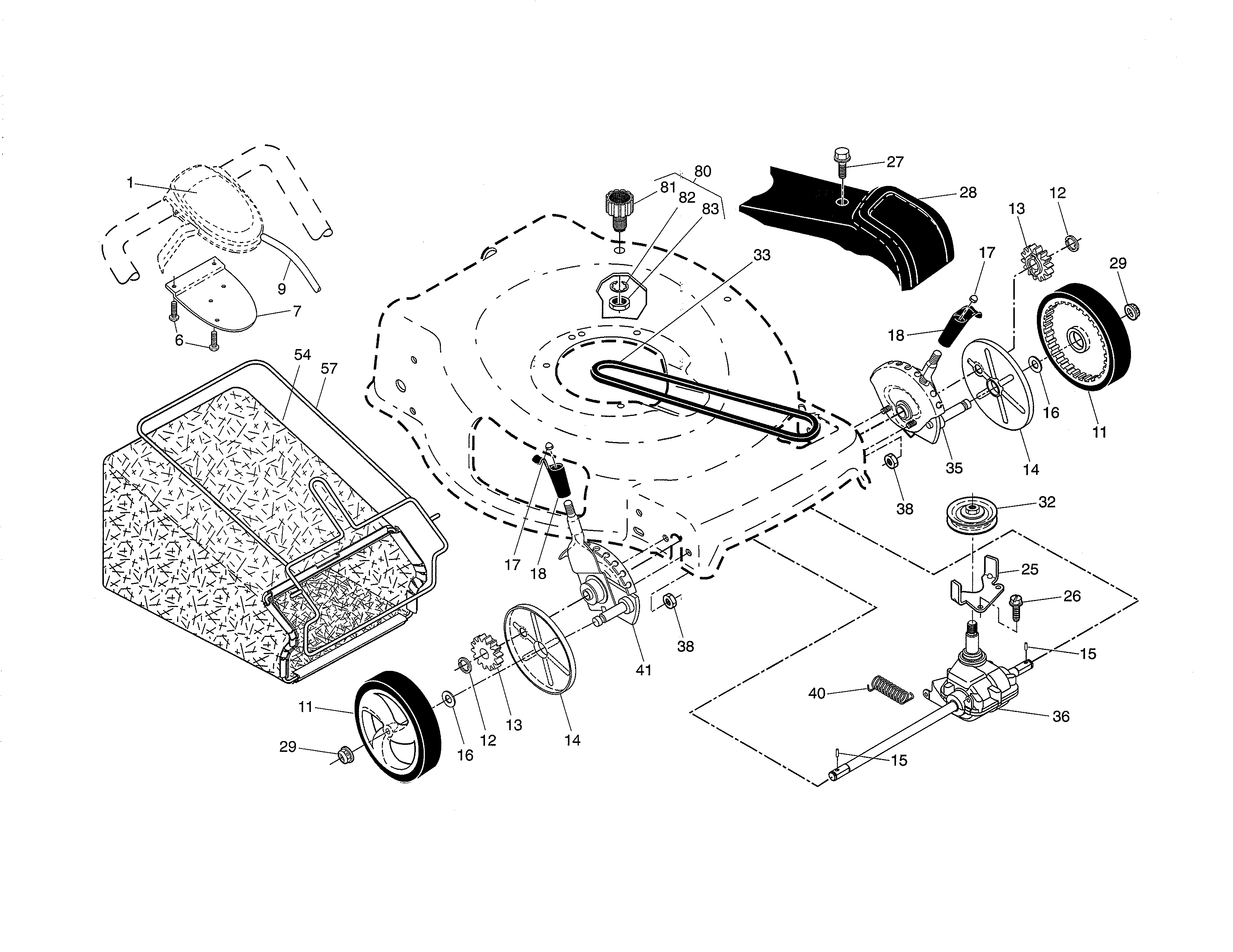 Drive control/gear case/wheels