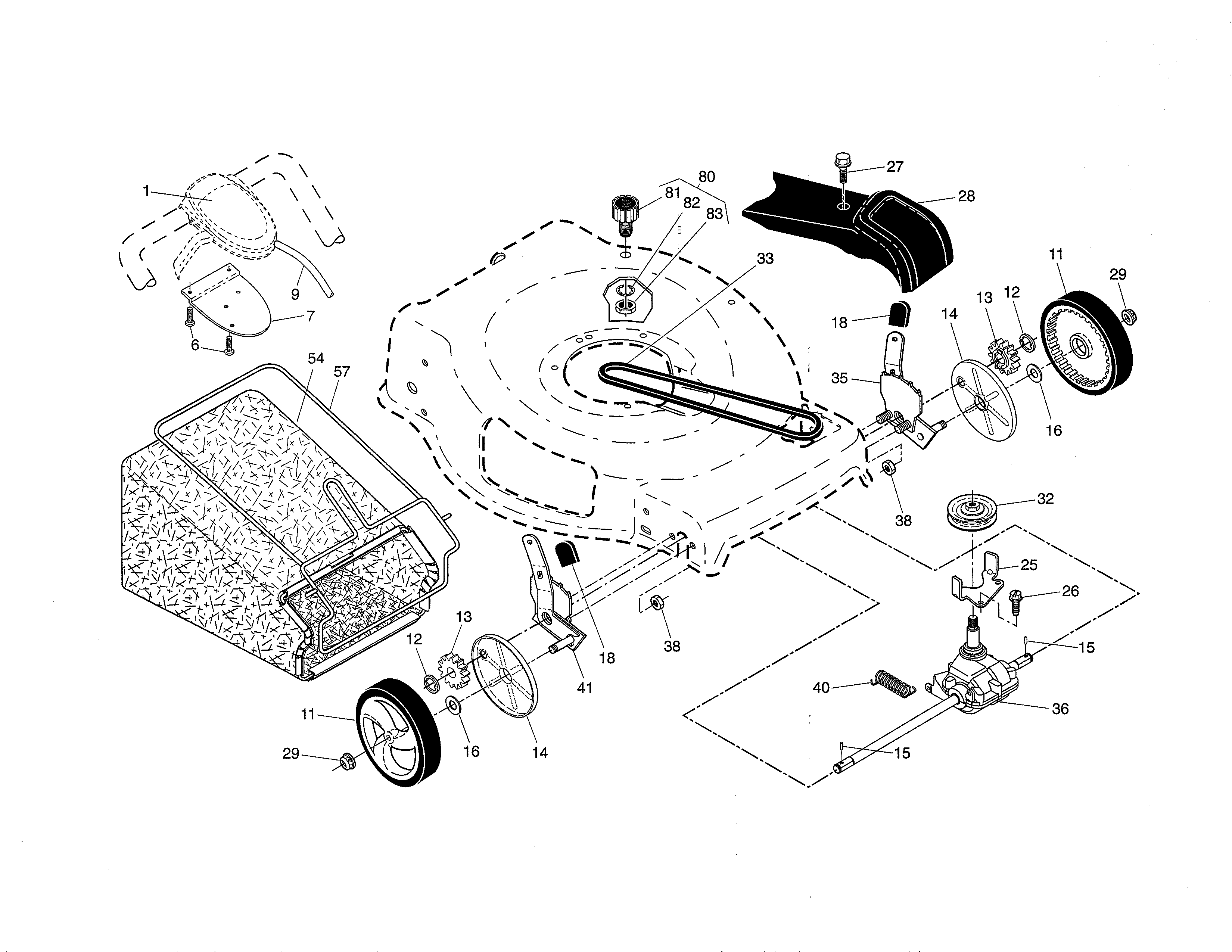 Drive control/gear case/wheels