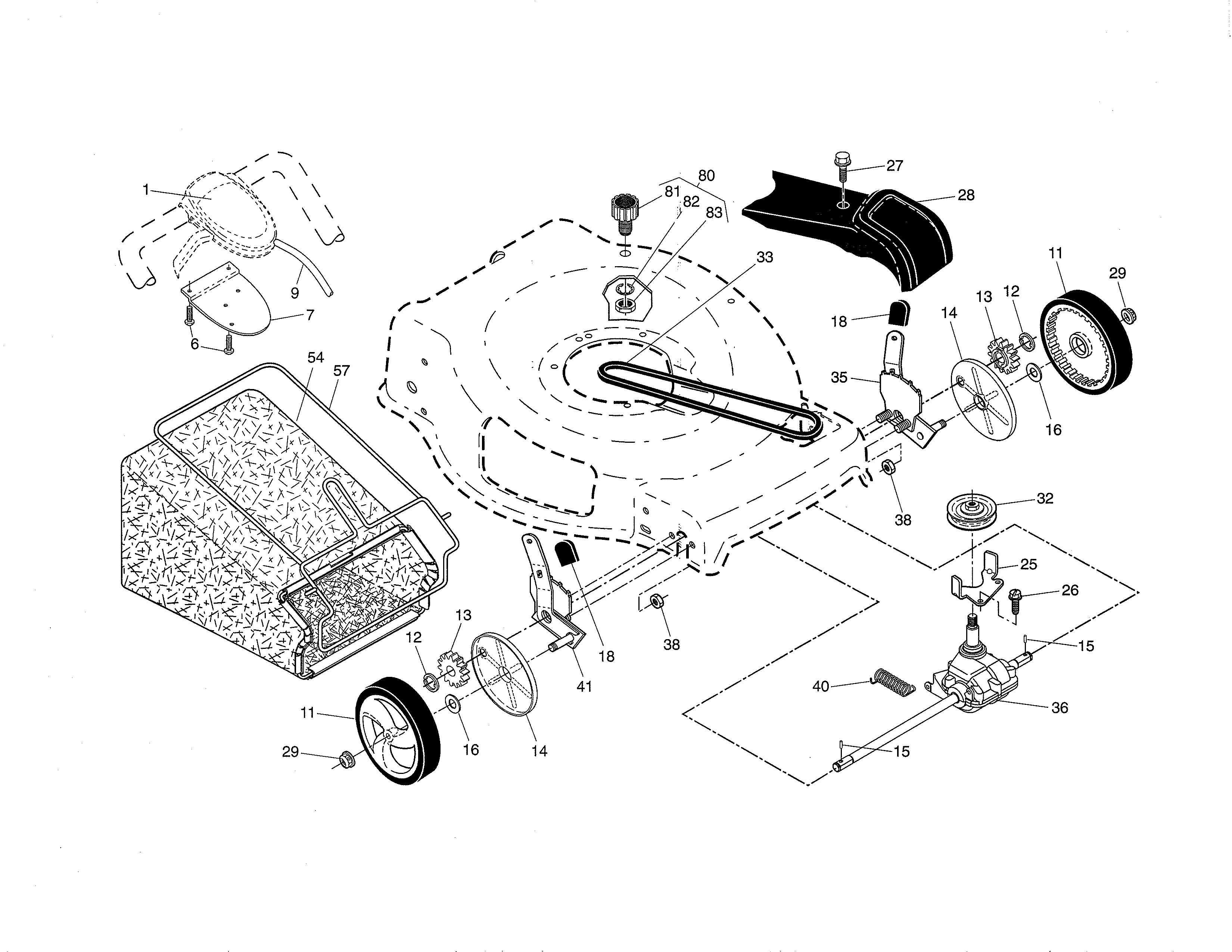 Drive control/gear case/wheels