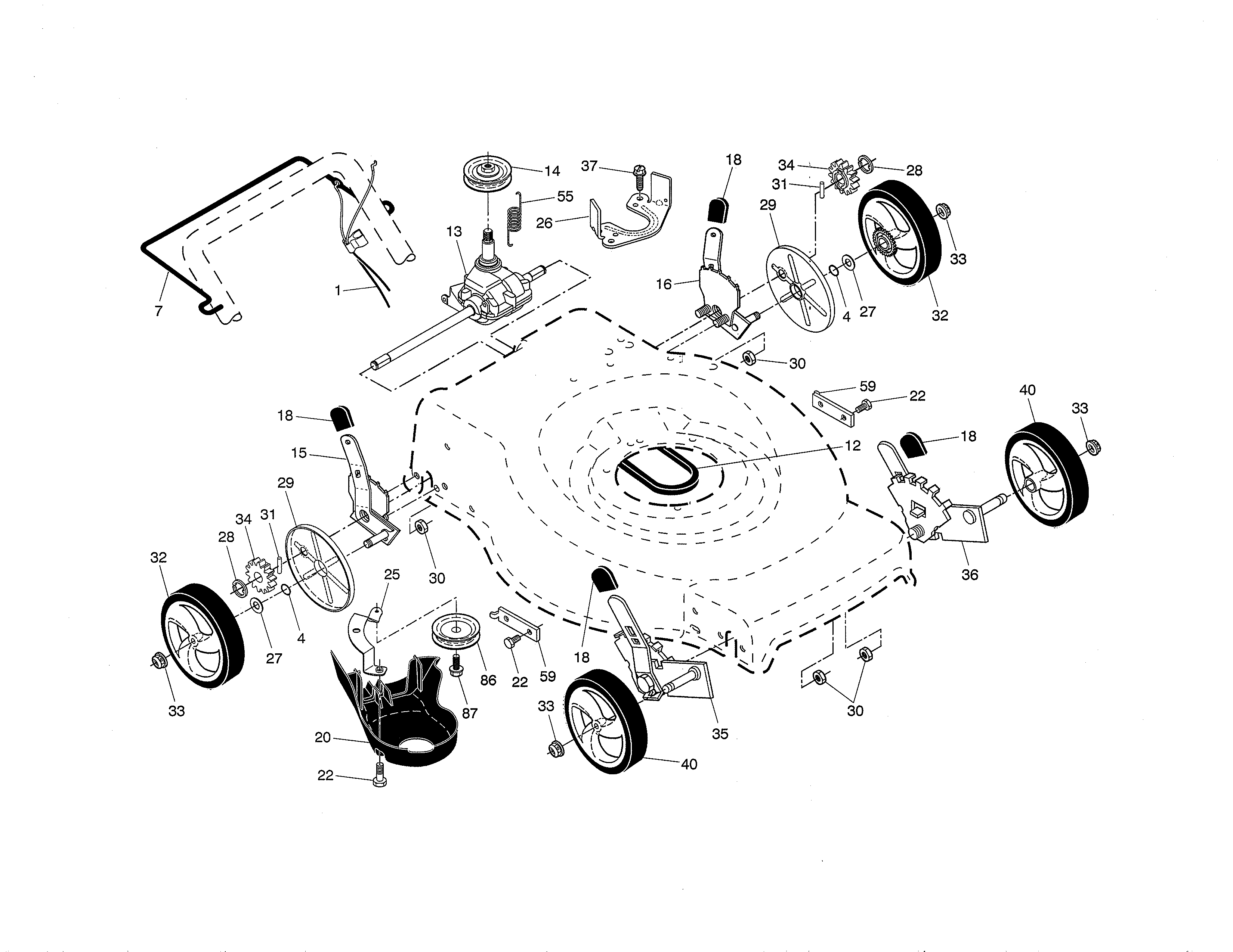 Drive control/gear case/wheels