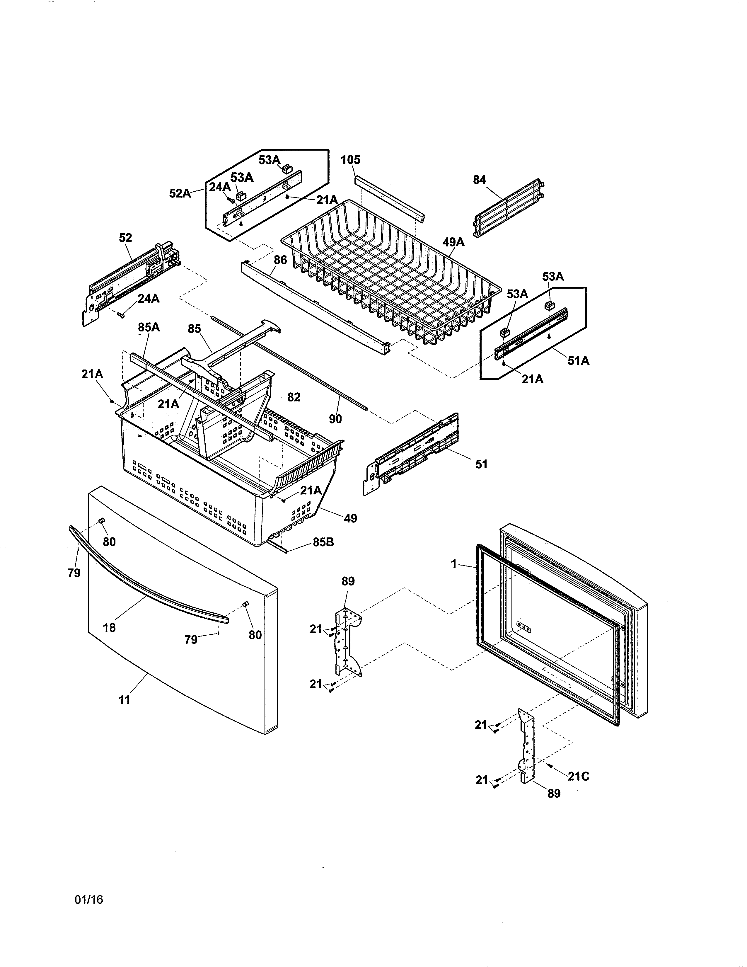 Freezer drawer/baskets