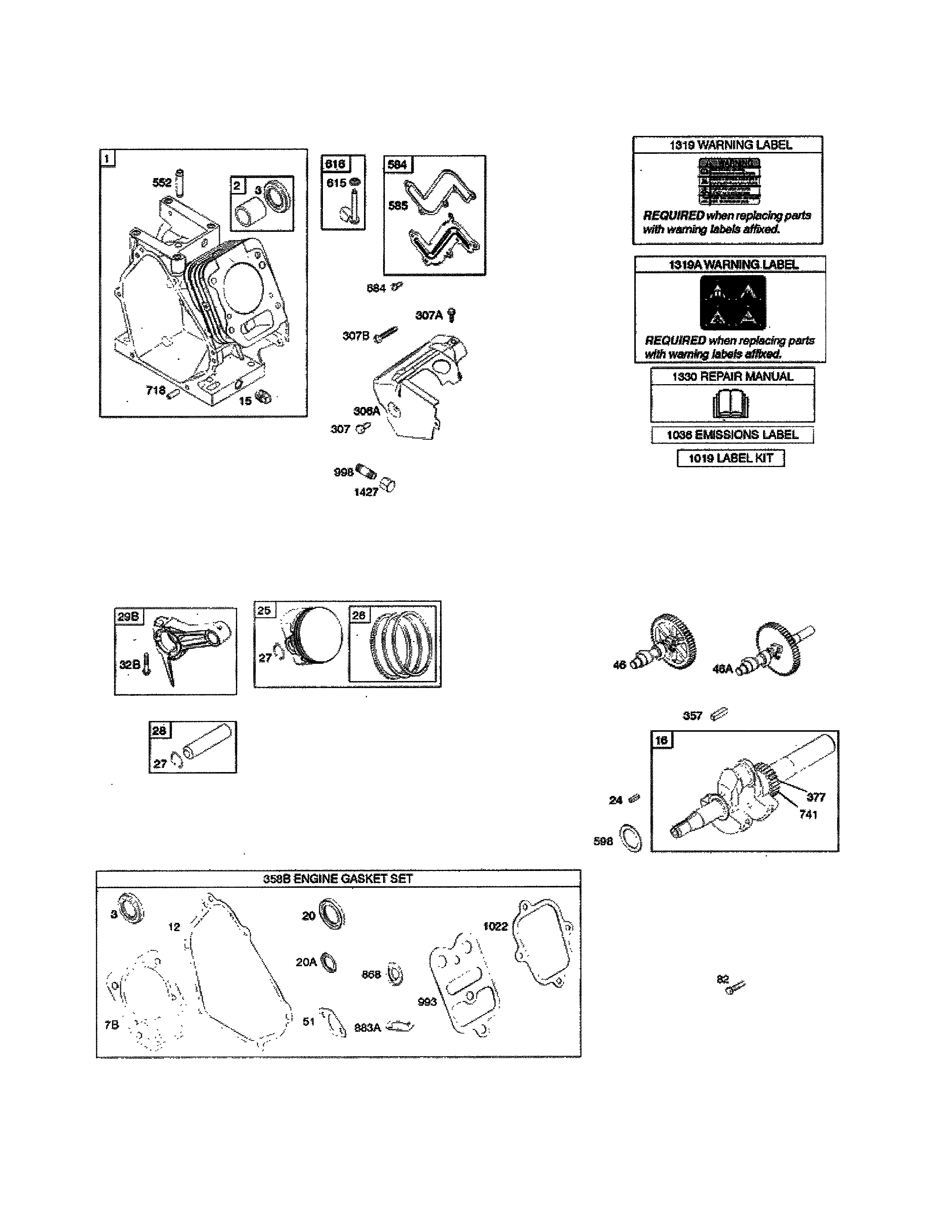 Crankshaft/cylinder/gasket set