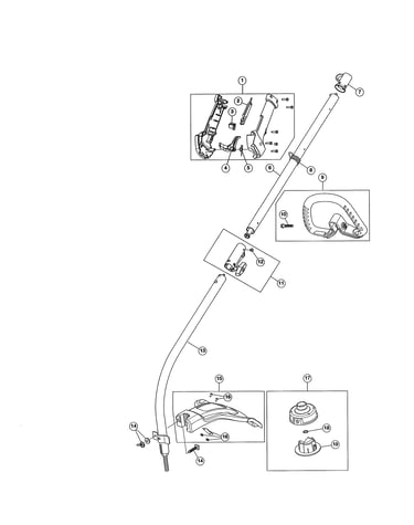 Drive shaft/handle/shield