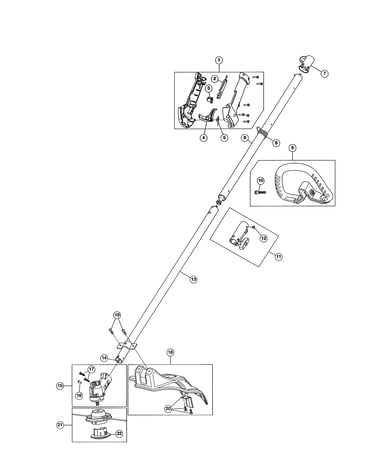 Drive shaft/handle/shield