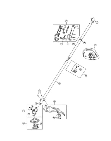 Drive shaft/handle/shield