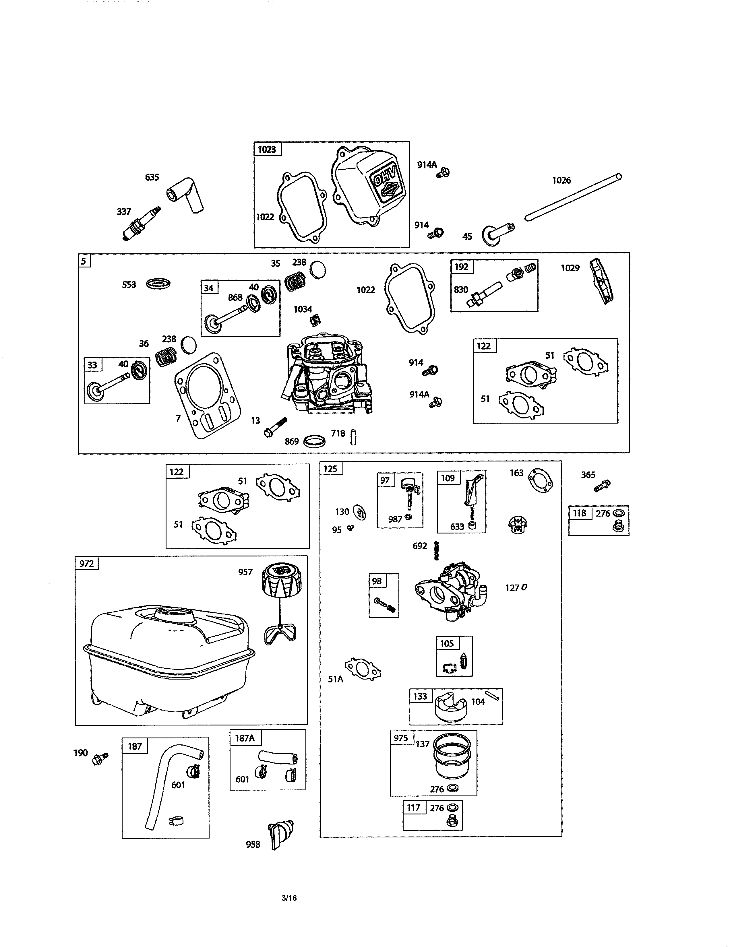 Cylinder head/carburetor/fuel tank
