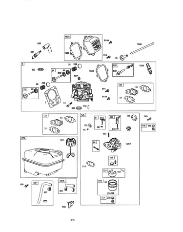 Cylinder head/carburetor/fuel tank
