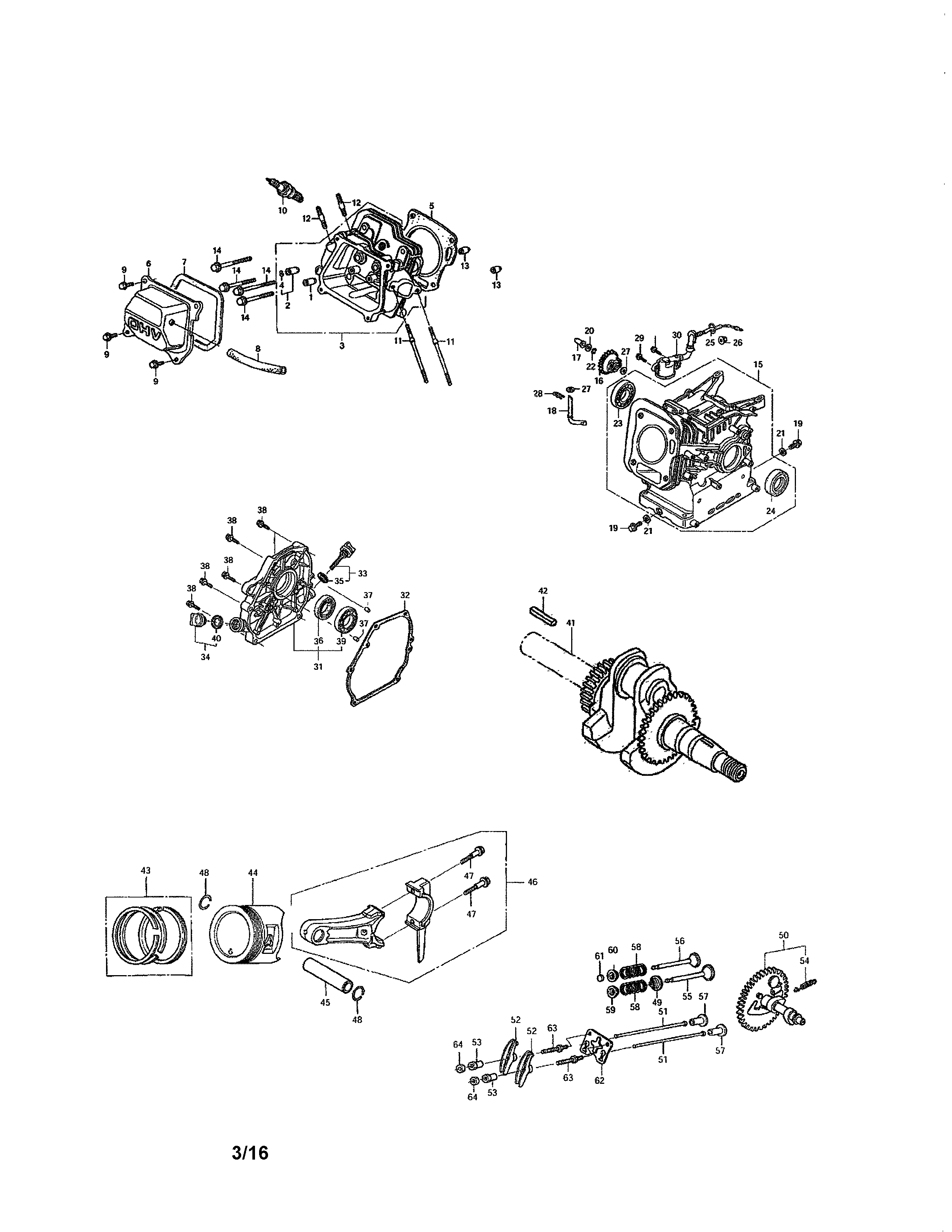 Crankshaft/cylinder/camshaft