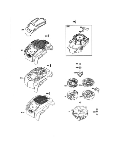 Flywheel/starter-rewind/blower housing