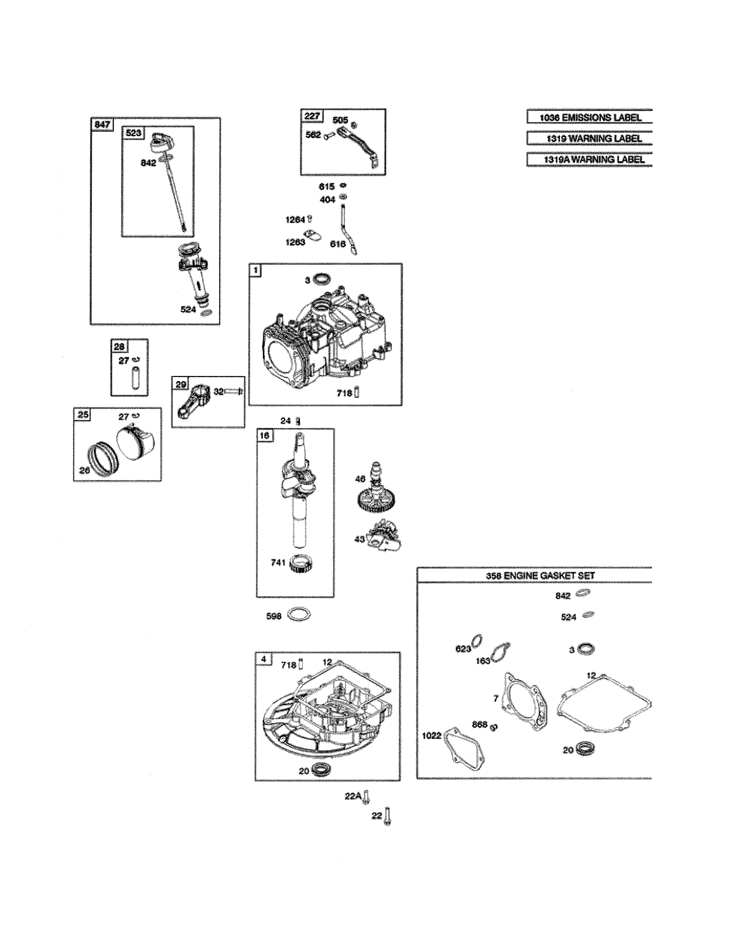 Cylinder/crankshaft/sump