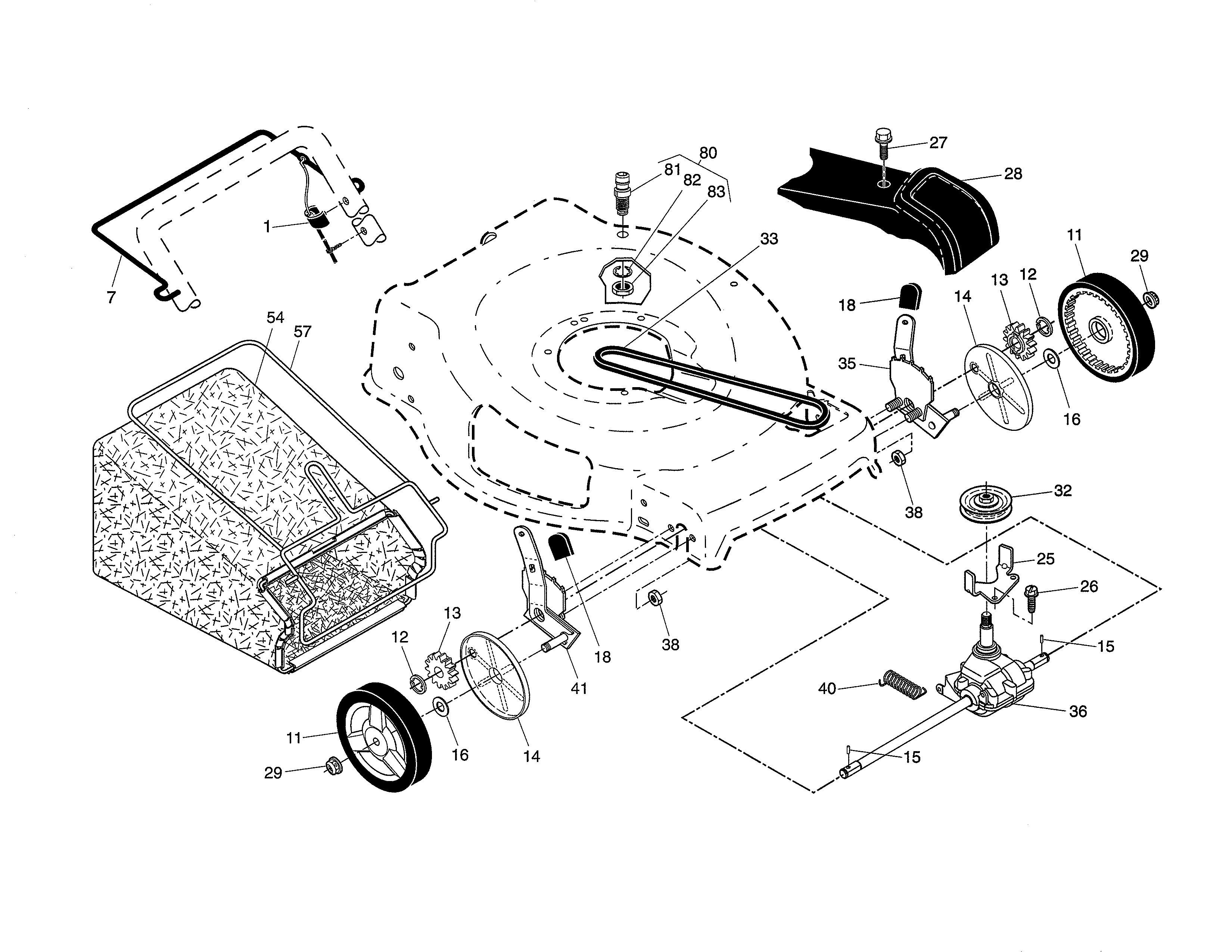 Drive control/gear case/wheels