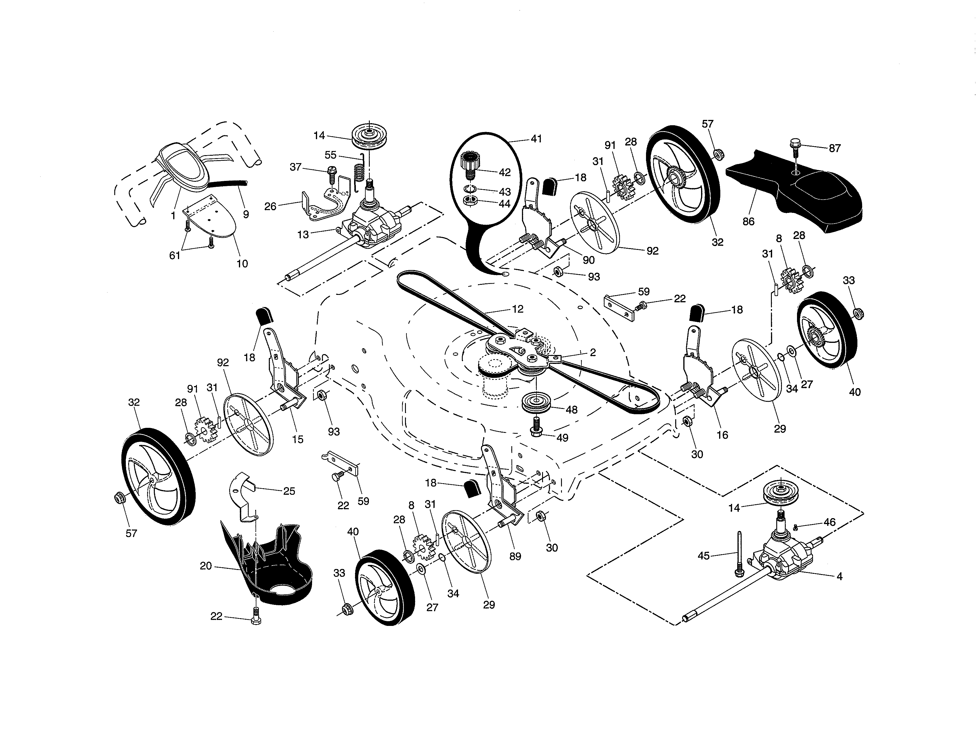 Wheels/drive control/gear case