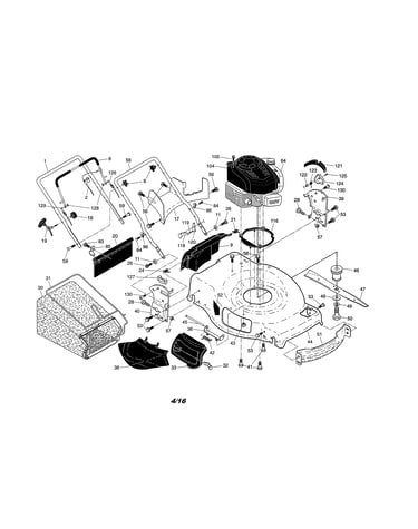 Engine/housing/handle/grassbag