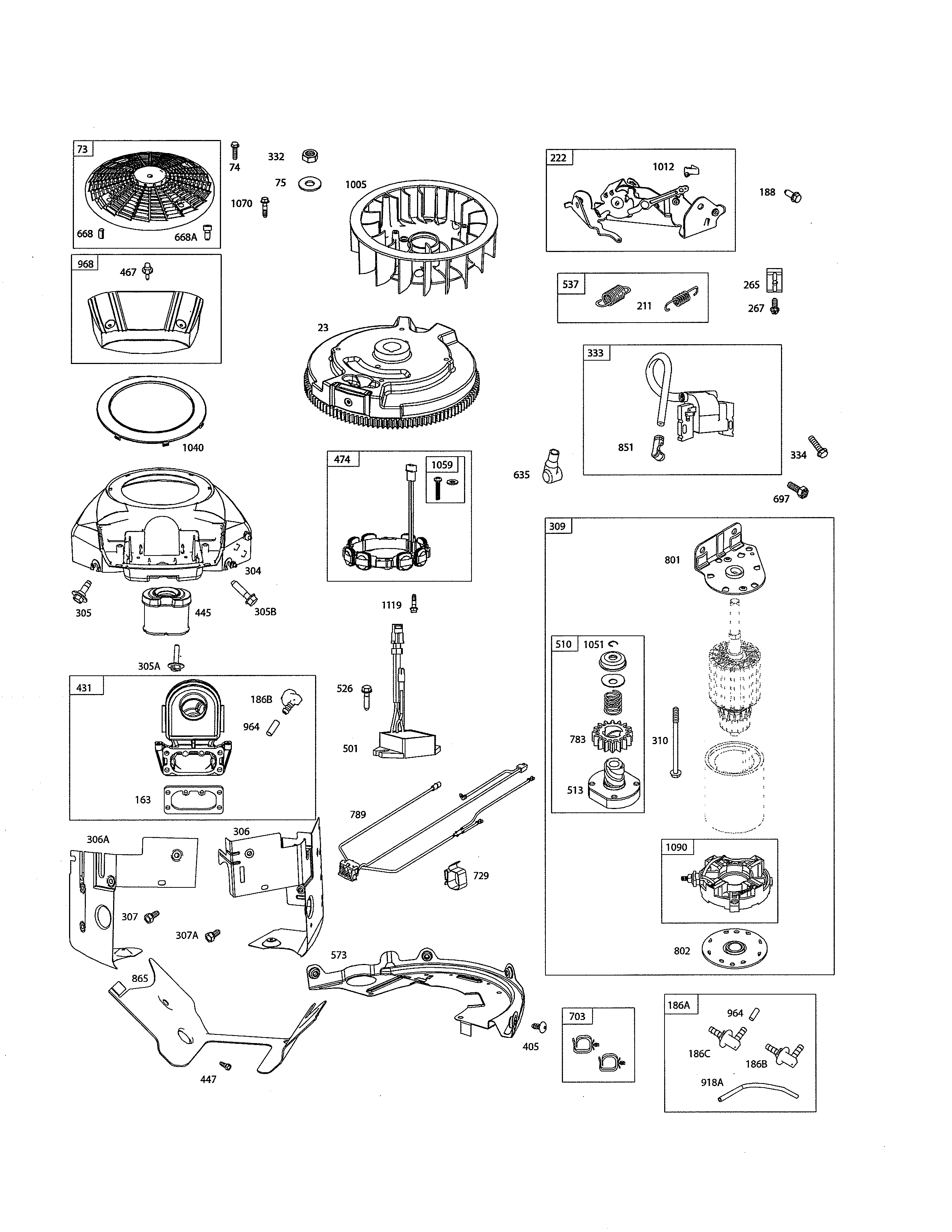 Motor-starter/flywheel/alternator