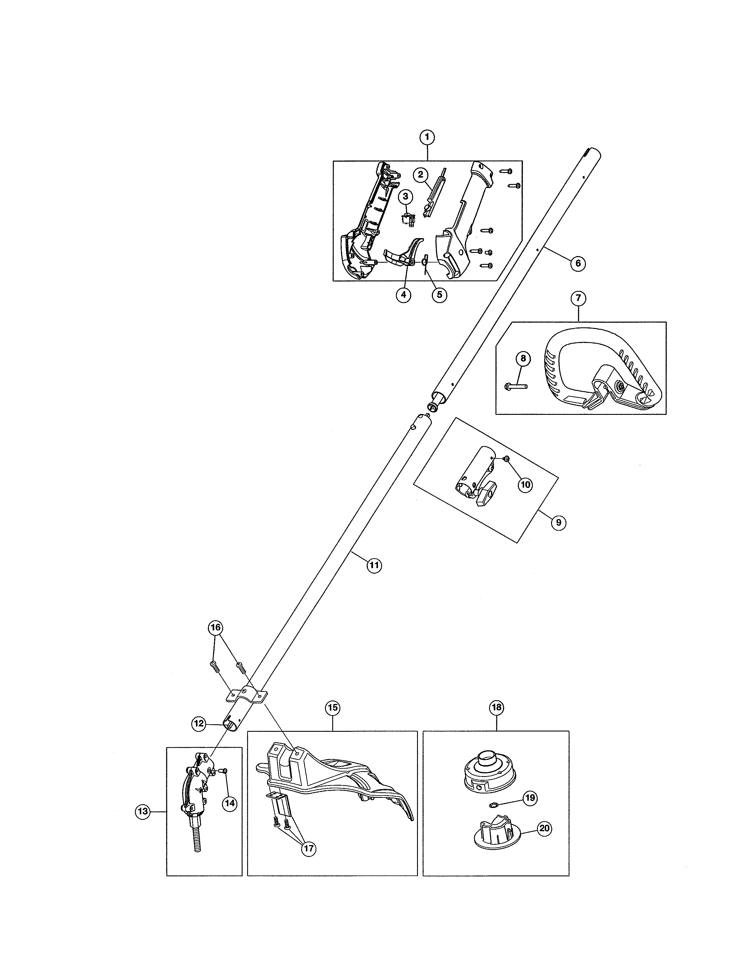 Shaft/handle/shield