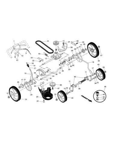 Gear case/drive control/wheels