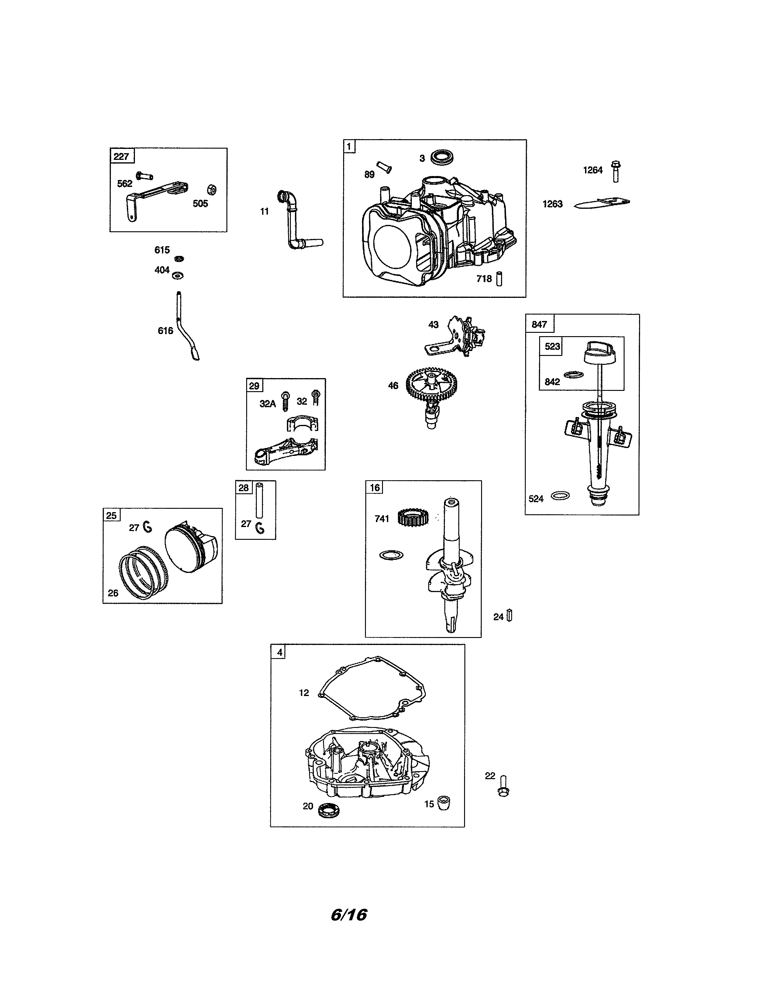 Cylinder/crankshaft/sump
