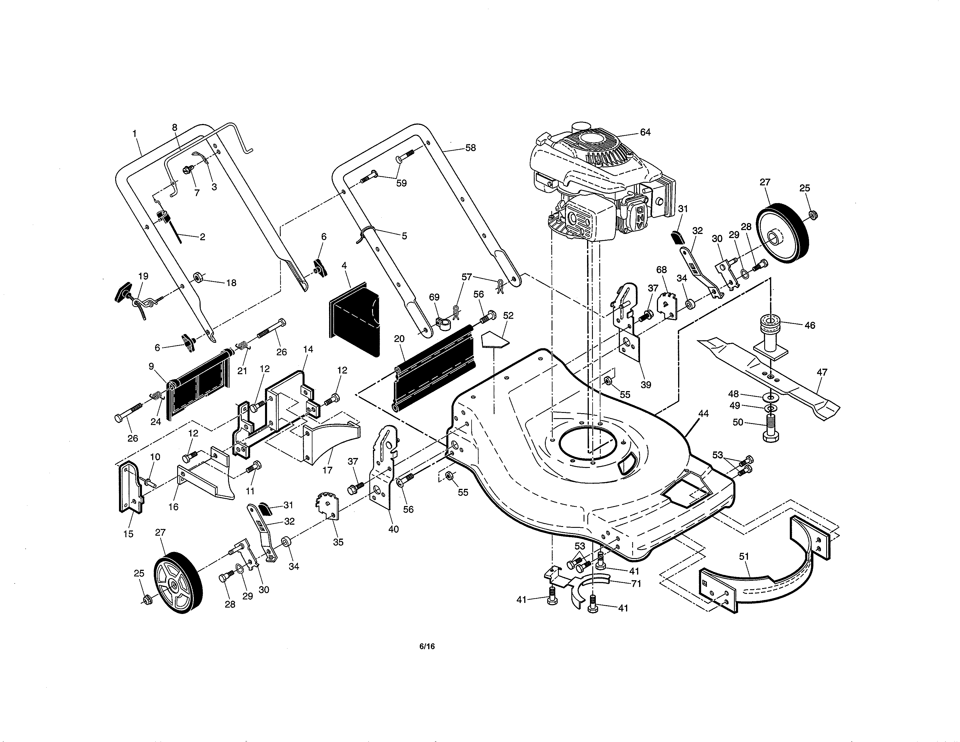Engine/housing/handles