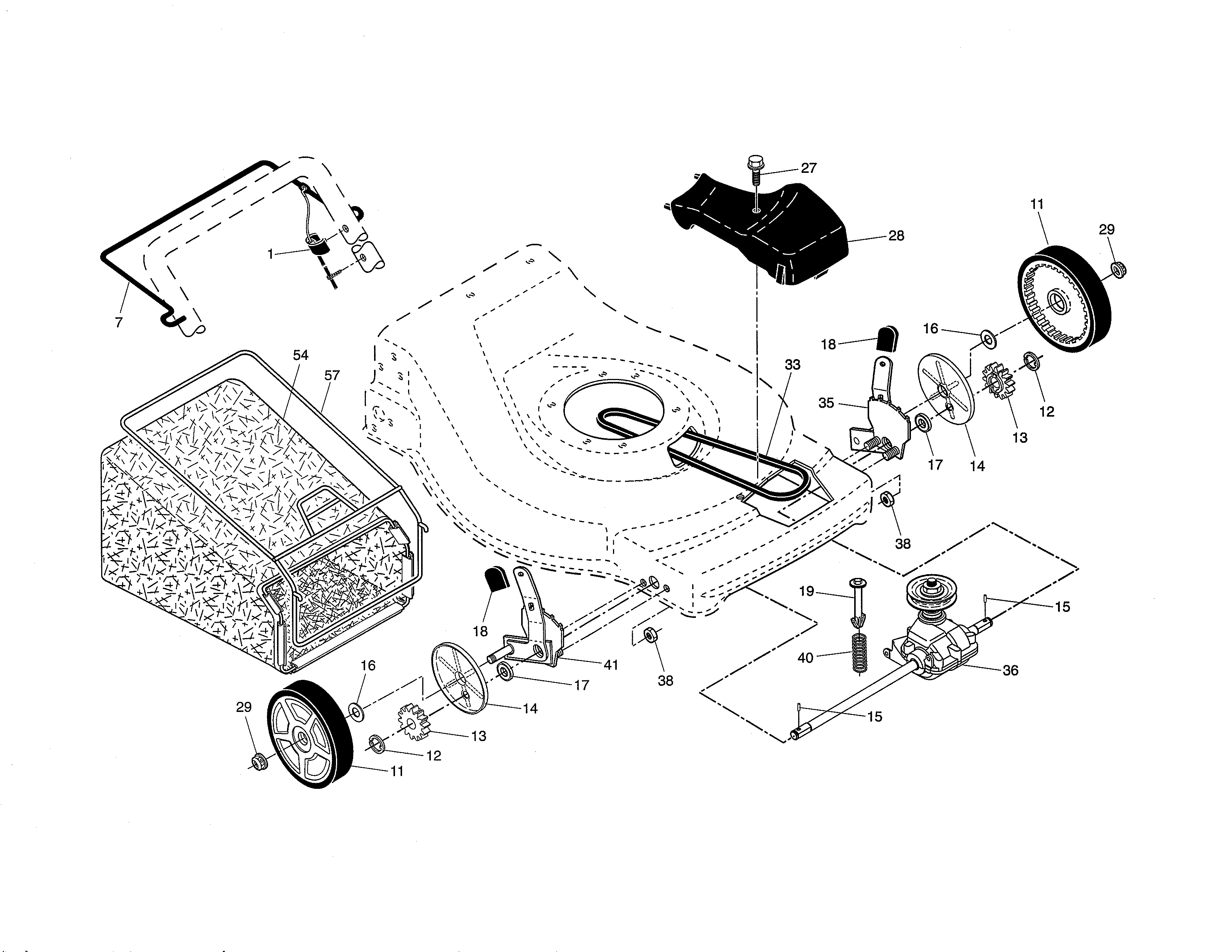 Drive control/gear case/wheels