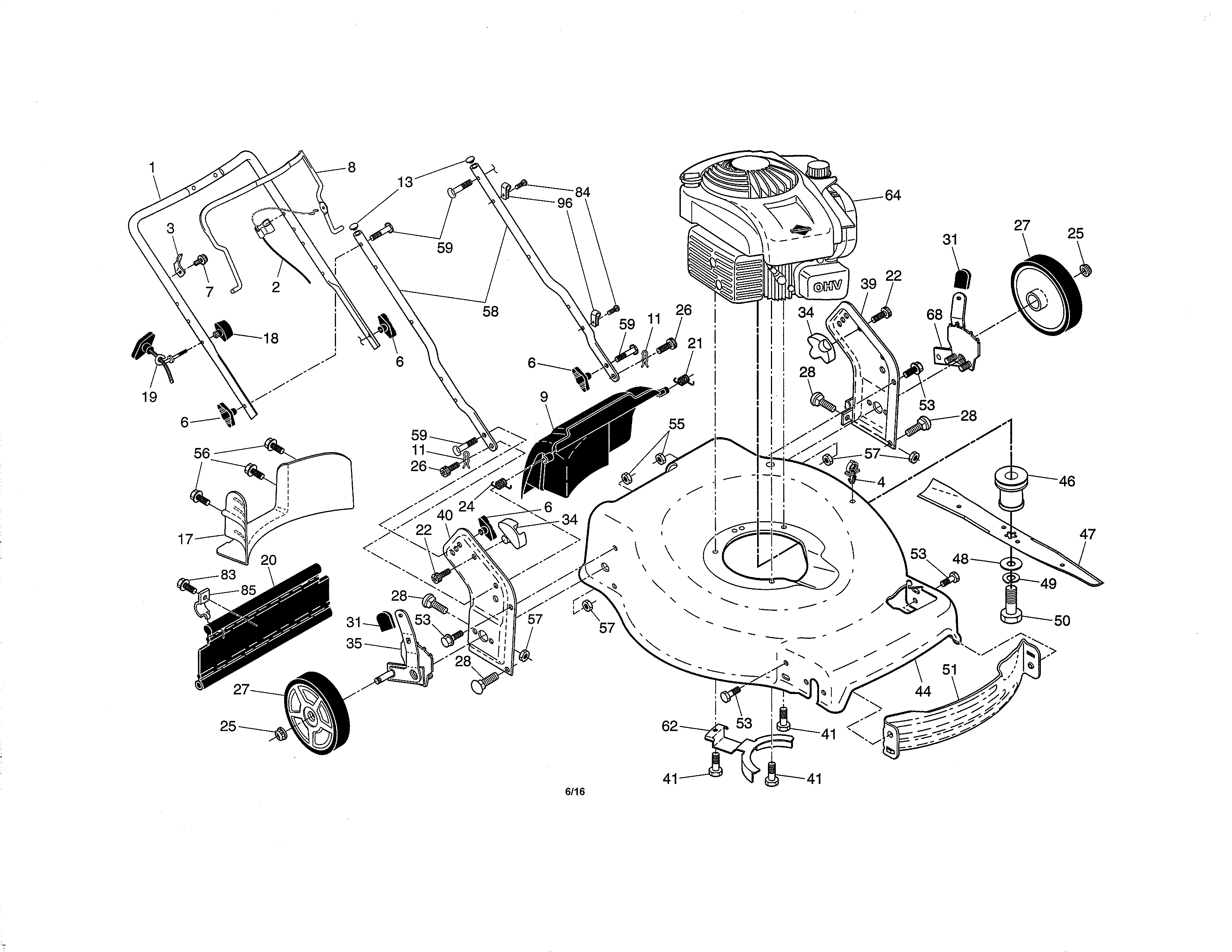 Engine/housing/handles