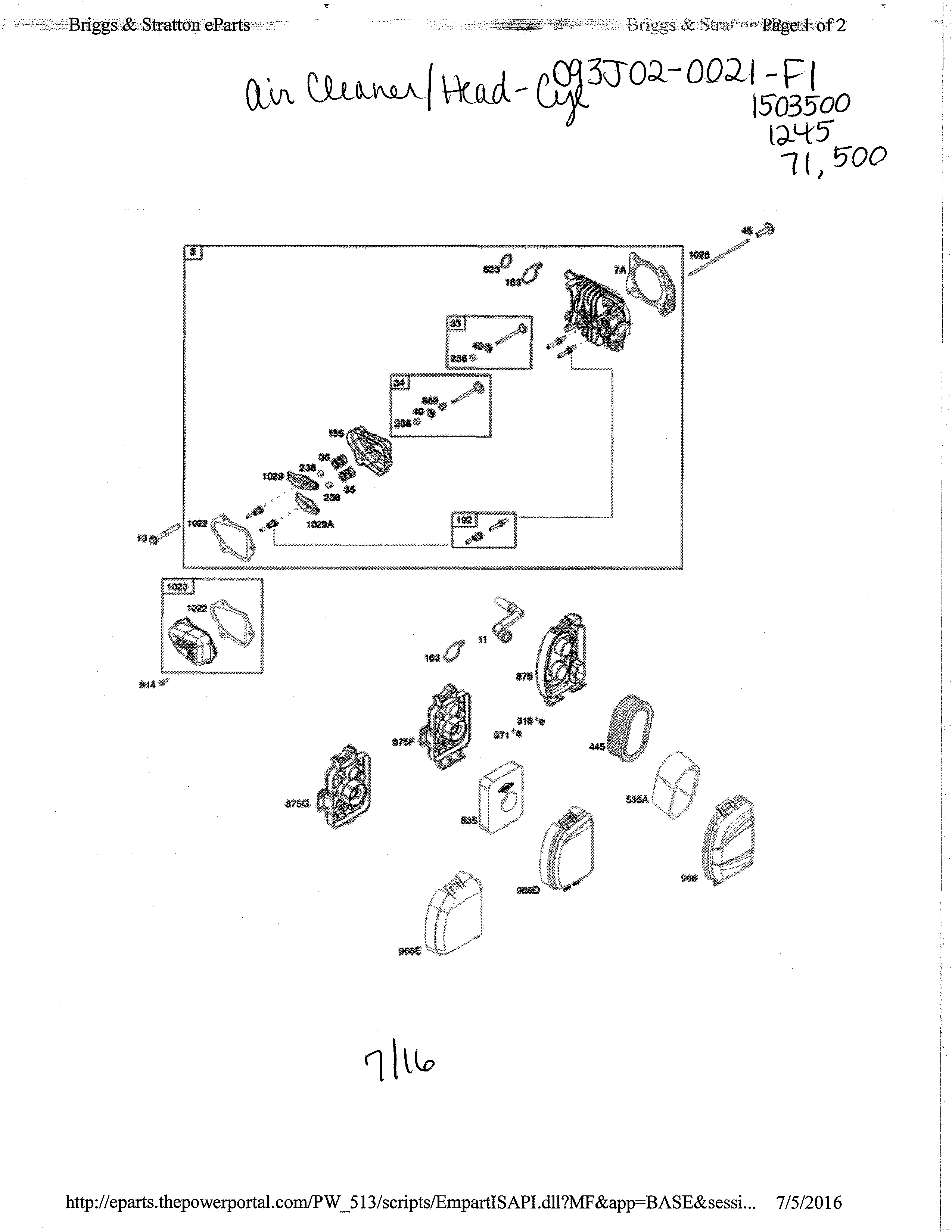 Air cleaner/head-cylinder