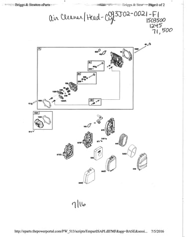 Air cleaner/head-cylinder