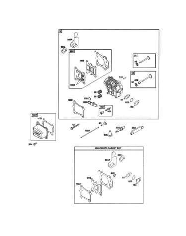 Head-cylinder/valve gasket set