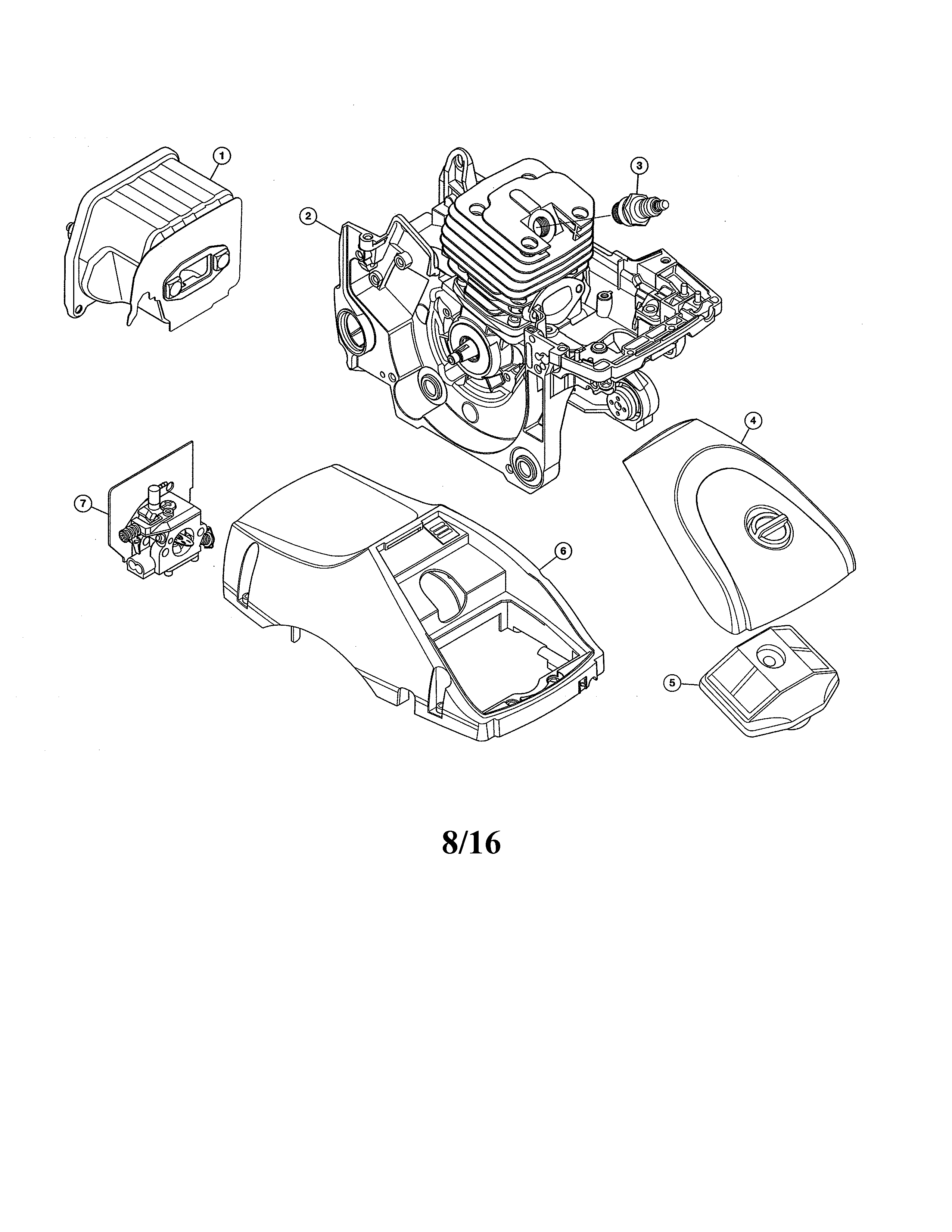 Muffler/short block/cylinder cover