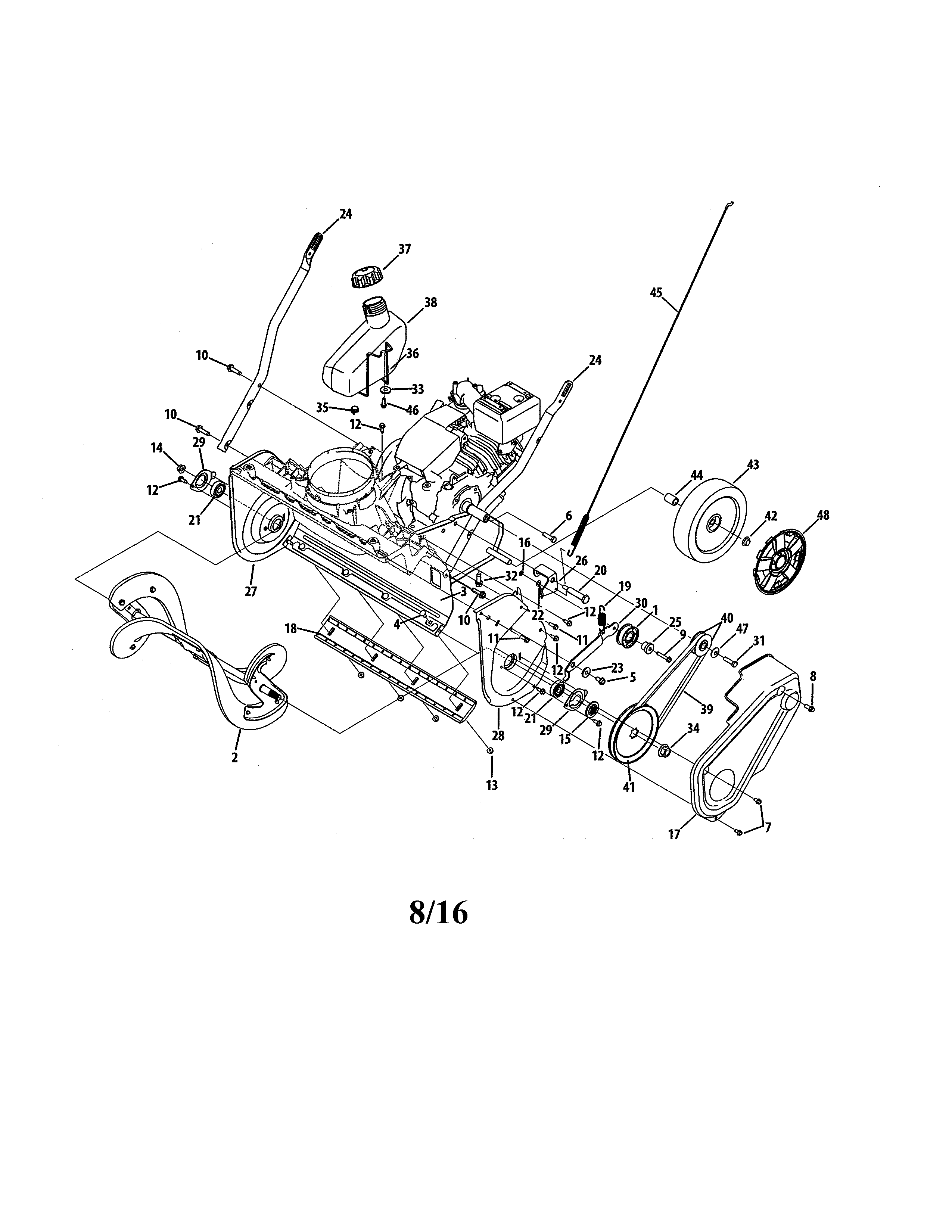Lower handle/auger/fuel tank