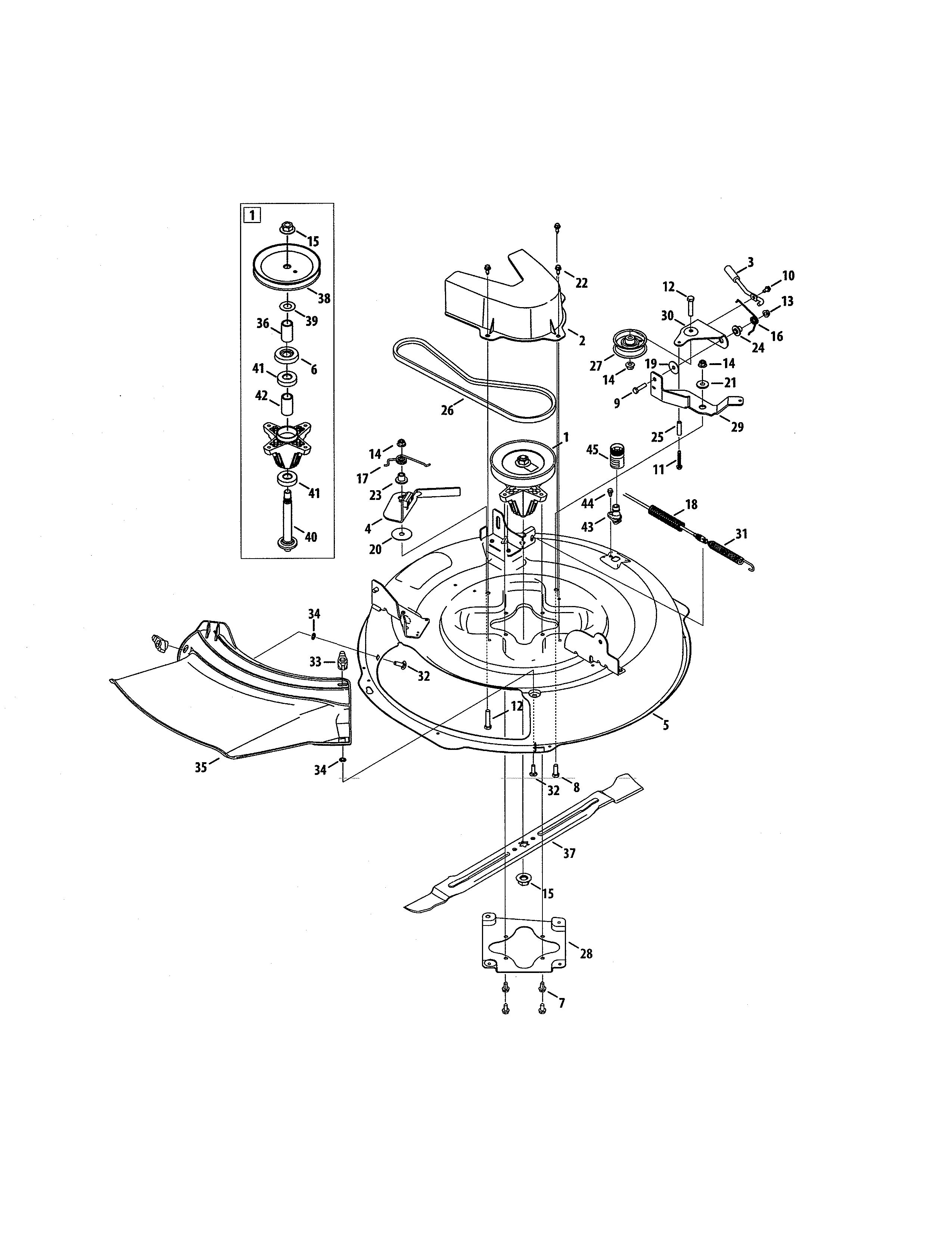 Deck/spindle pulley