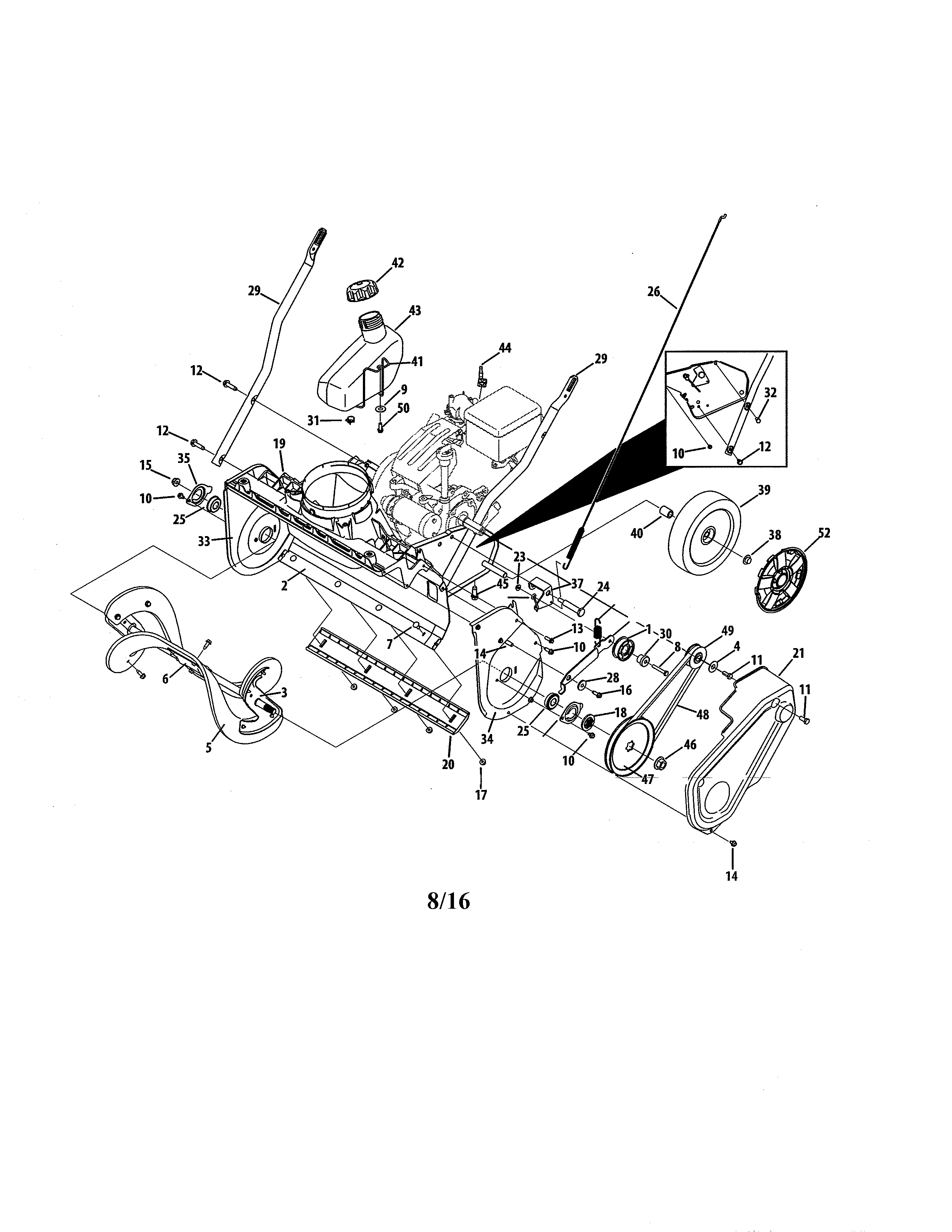 Auger/lower handle/fuel tank