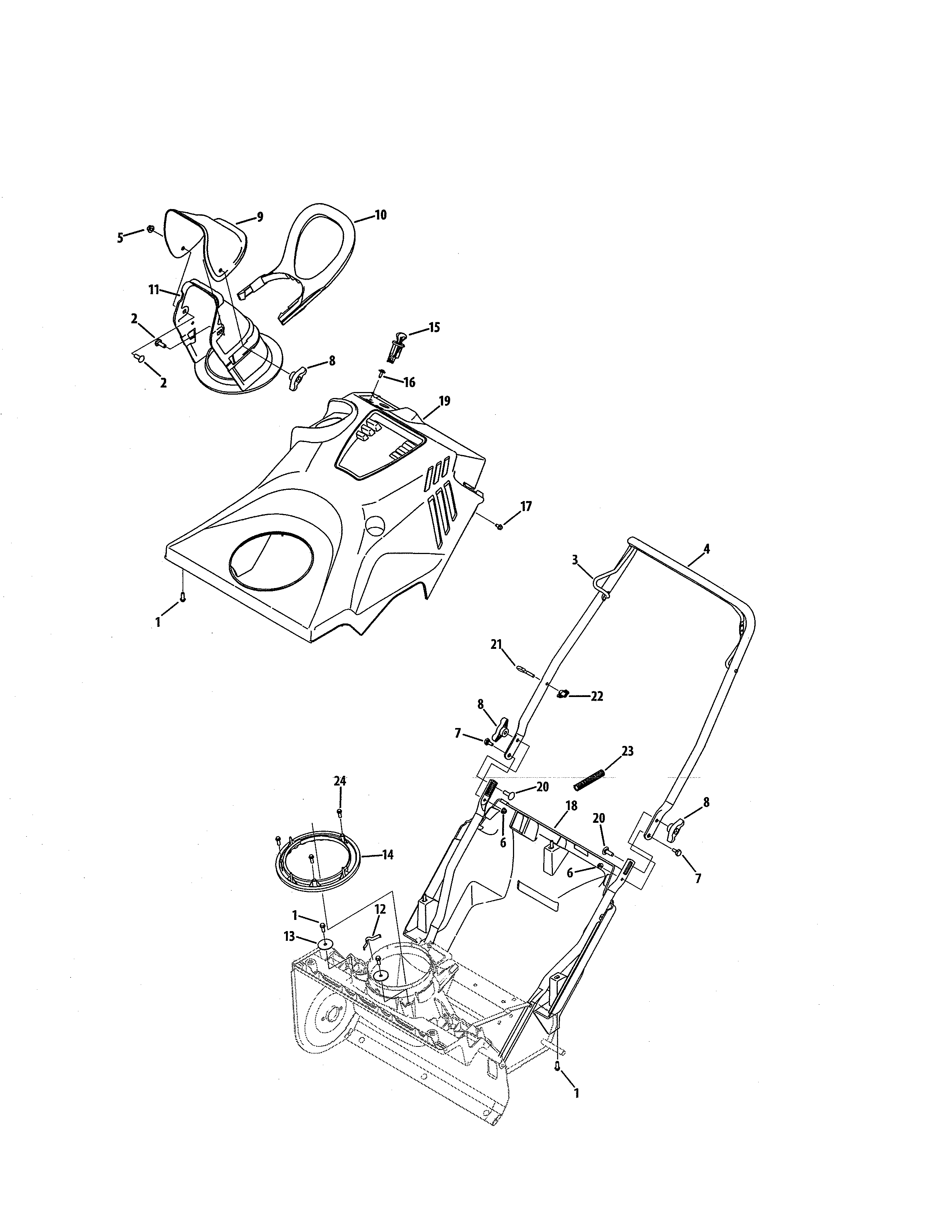 Chute/upper handle/cover