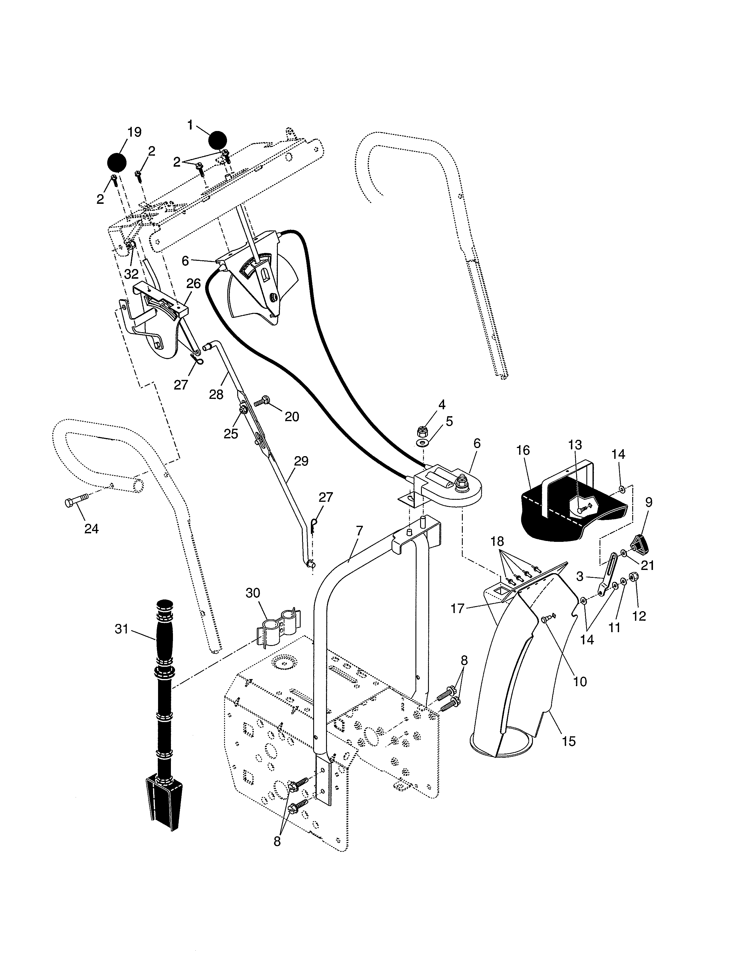 Control panel/discharge chute