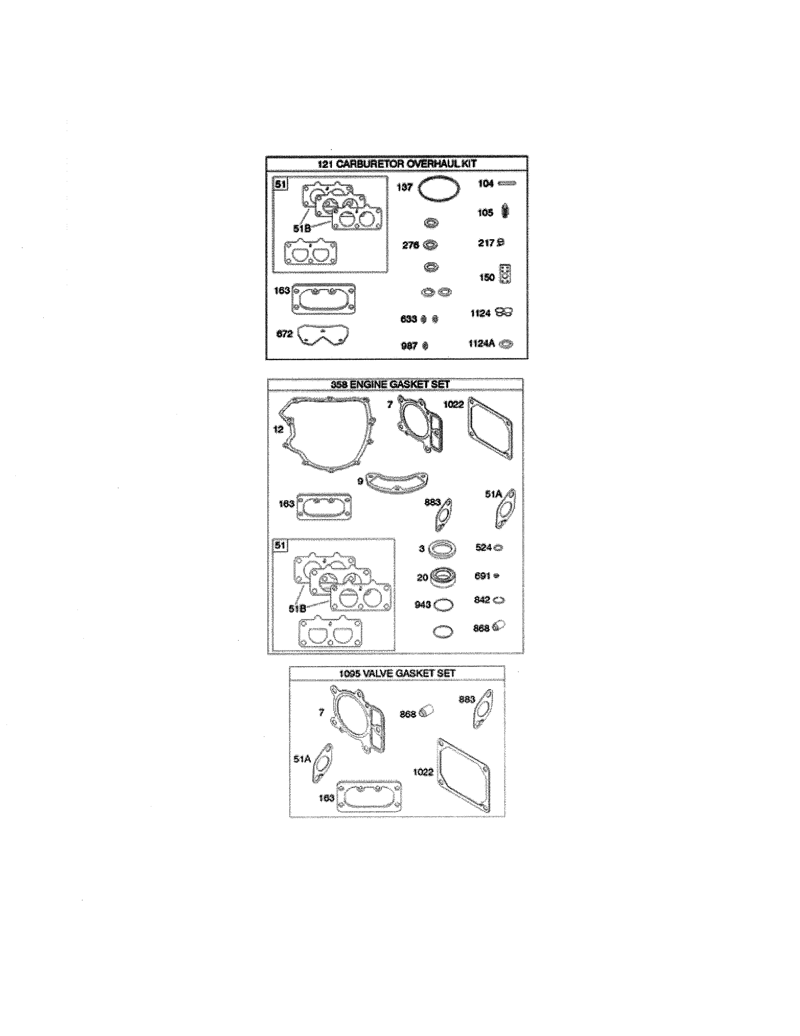 Engine/valve gasket sets