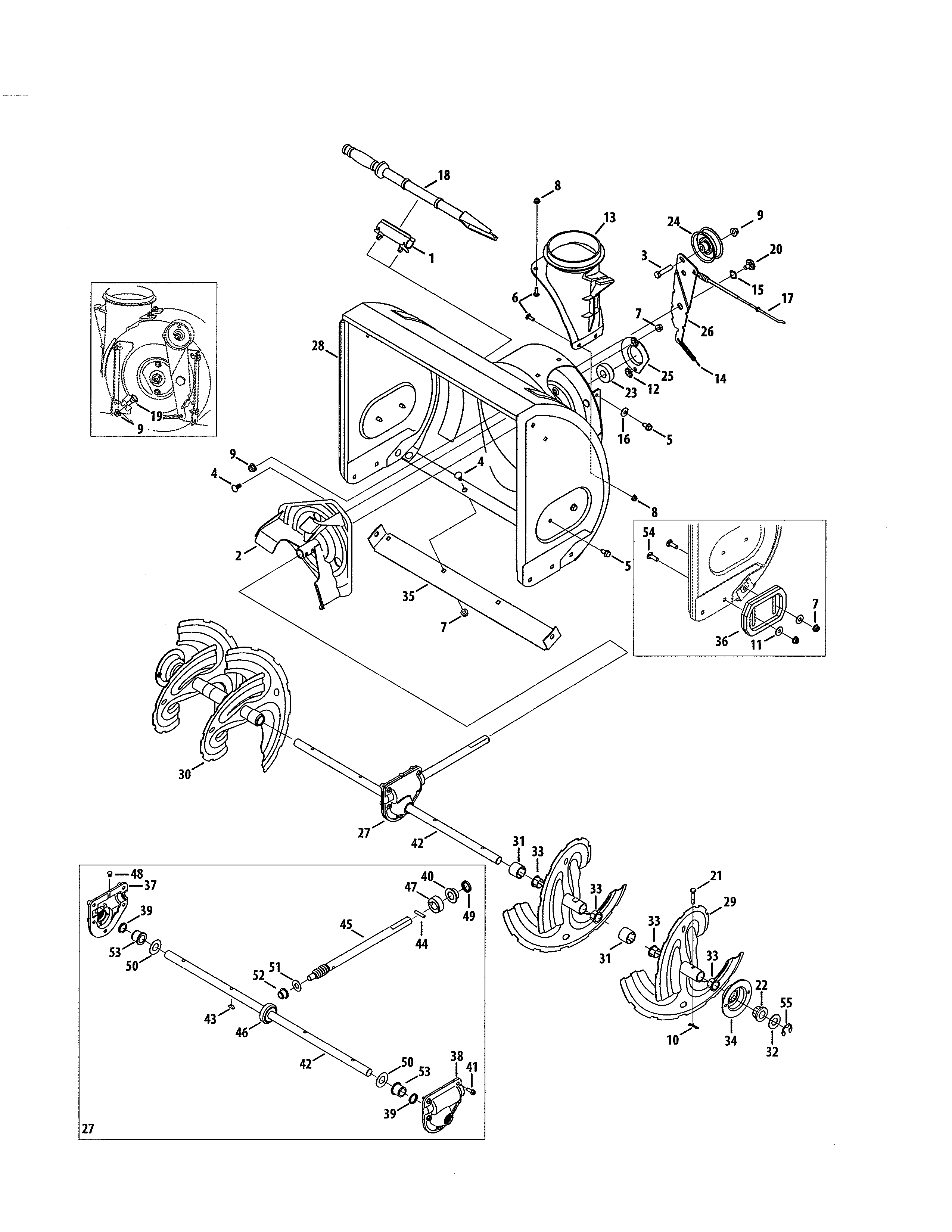 Auger housing/gearbox/spiral
