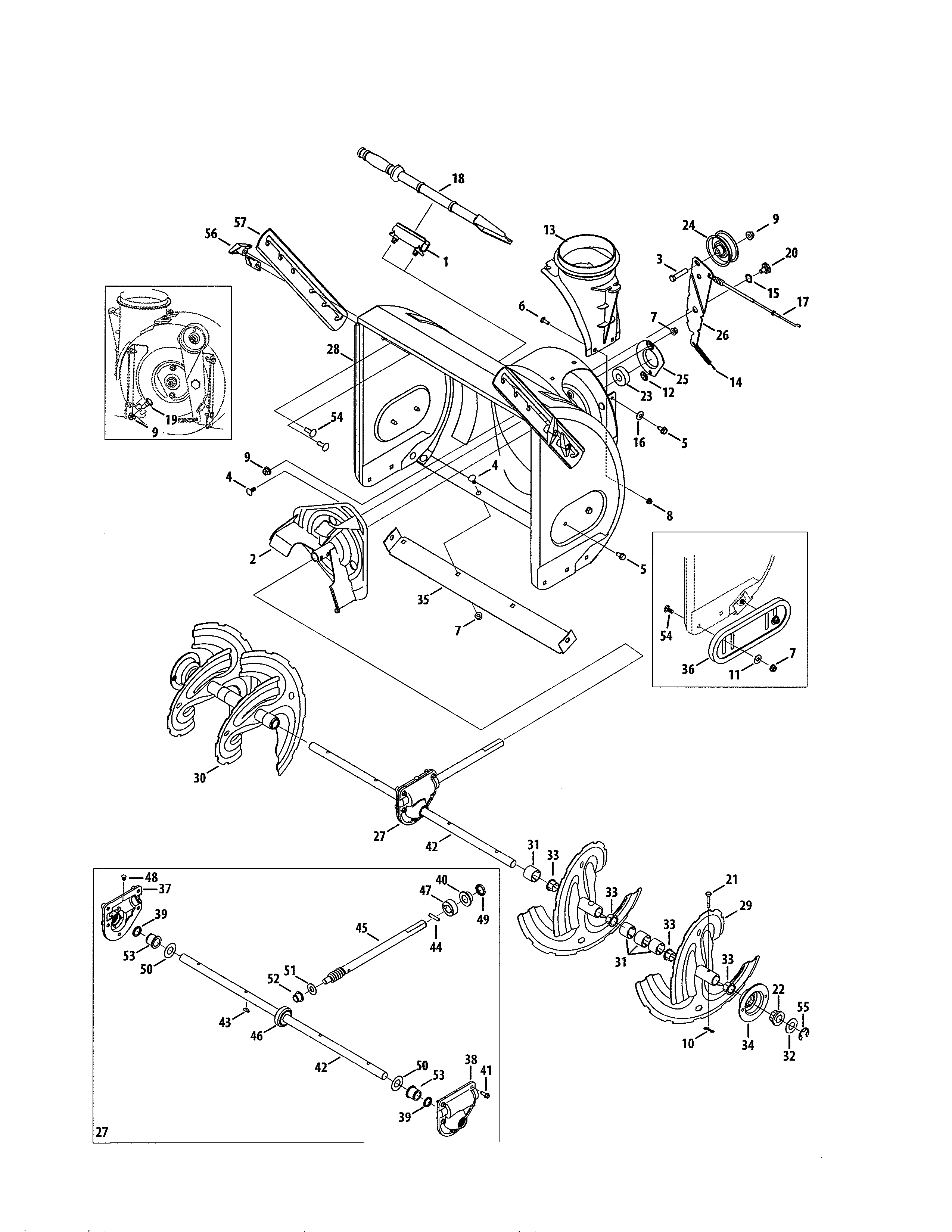 Auger housing/gearbox/spiral