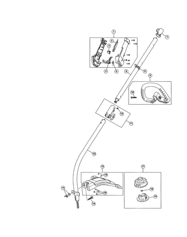 Drive shaft/handle/shield